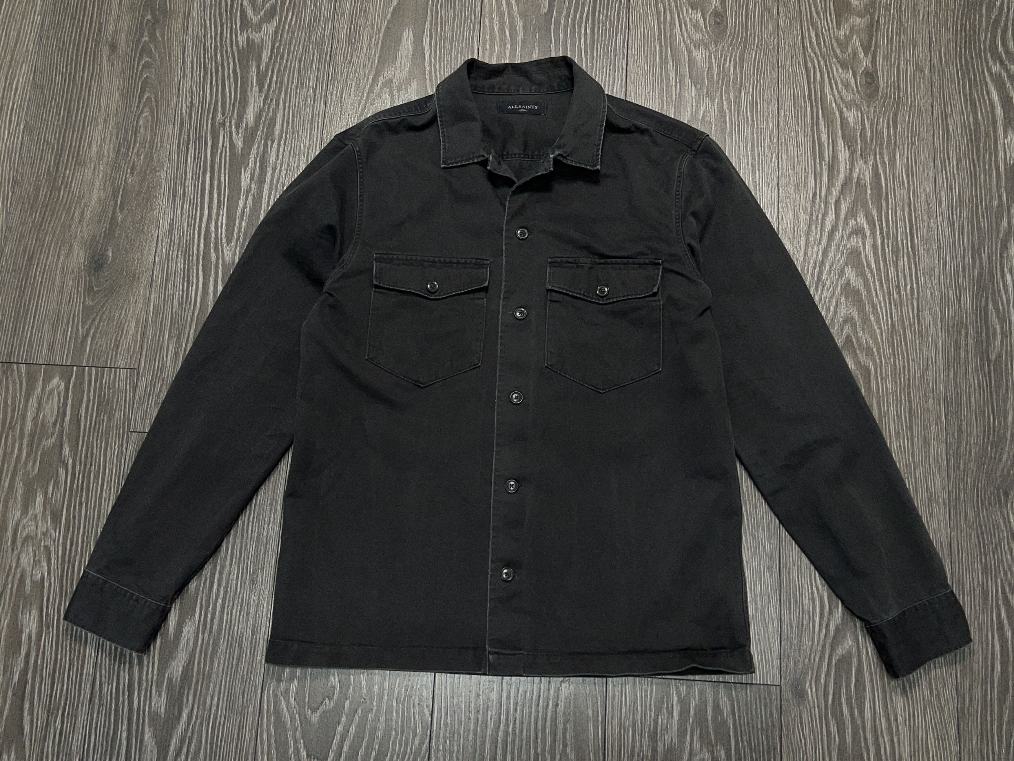 Allsaints Firebase Cotton Dark Gray Distressed Long Sleeve Shirt Size US L / EU 52-54 / 3 - 1 Thumbnail