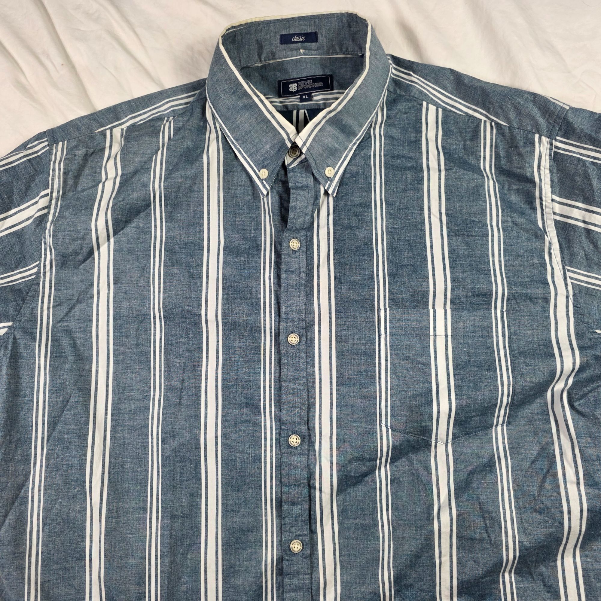 Reyn Spooner Reyn Spooner Classic Mens Size XL Blue White Striped Button Size US XL / EU 56 / 4 - 3 Thumbnail
