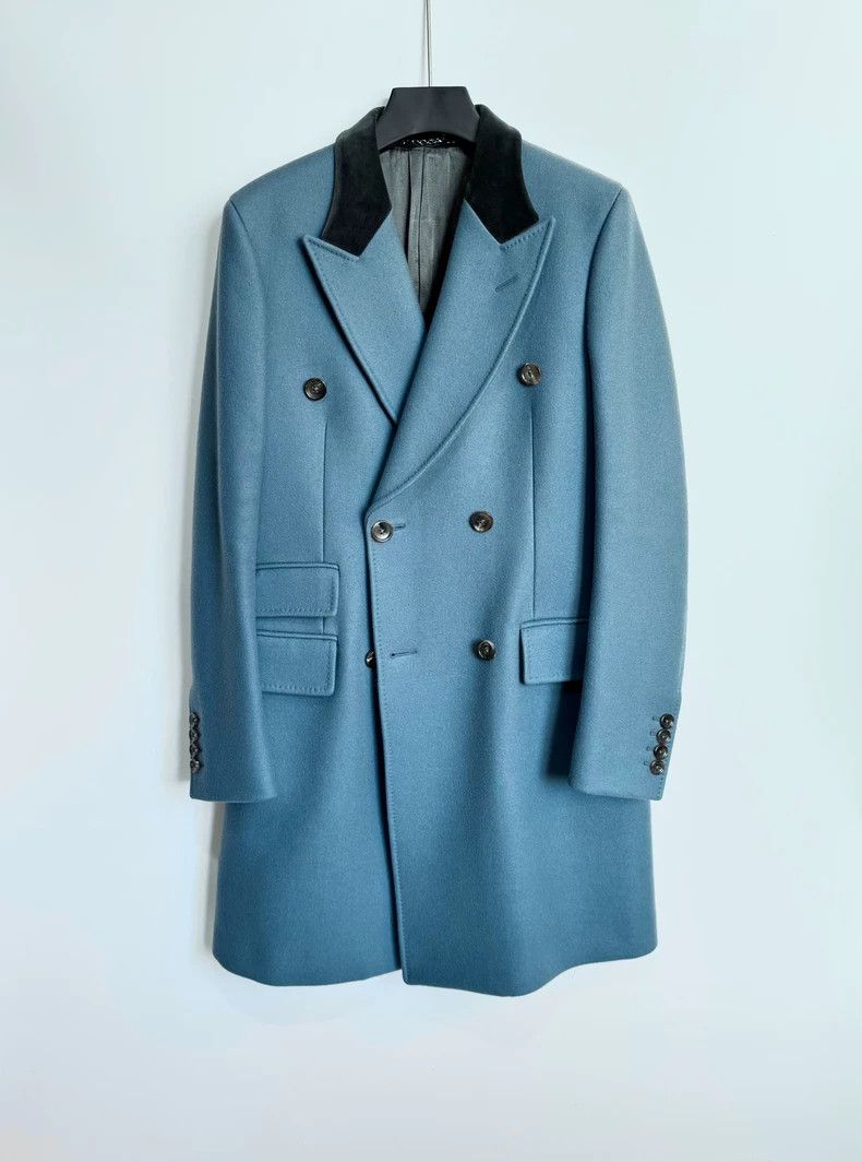Gucci Gucci Peacock Blue Double-Breasted Coat - dmc Size US M / EU 48-50 / 2 - 1 Thumbnail