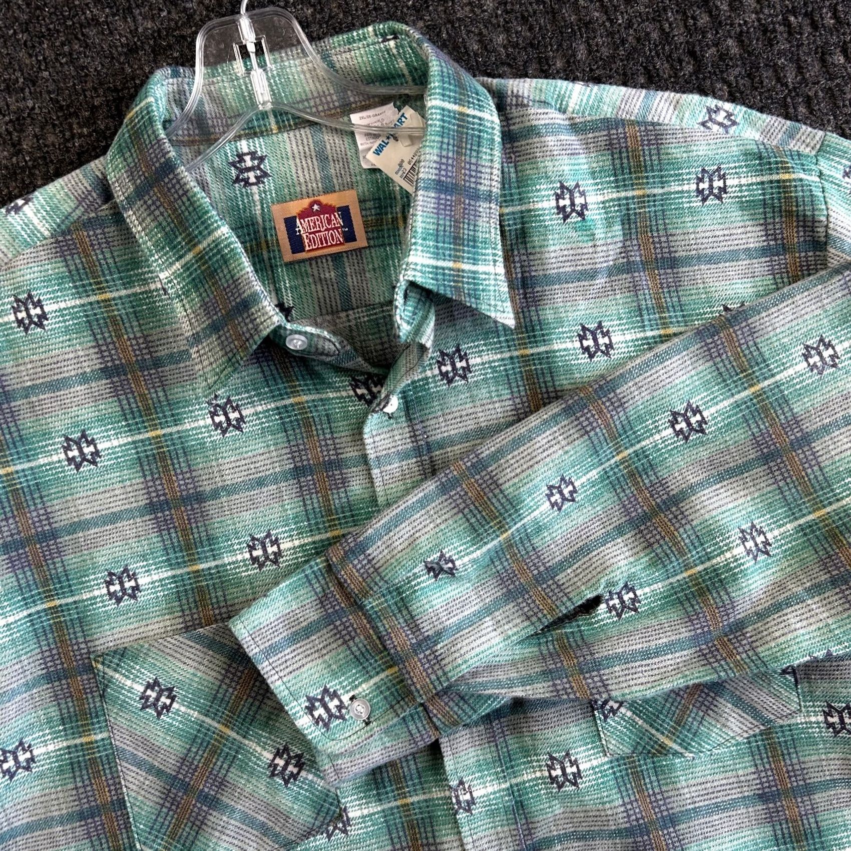 Vintage VINTAGE American Edition Flannel Shirt Button Green Purple Plaid 2XL Made in USA Shirt Mens 2XL Green Purple Plaid 90s Western Button-Up Size US XXL / EU 58 / 5 - 2 Thumbnail