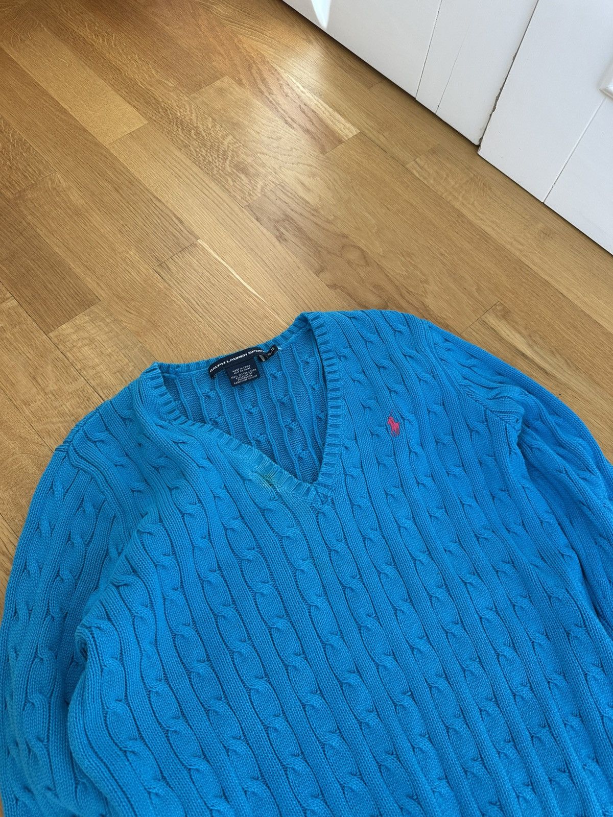 Polo Ralph Lauren Vintage Polo Ralph Lauren Cable Knit Sweater Logo Blue Size XL / US 12-14 / IT 48-50 - 5 Thumbnail