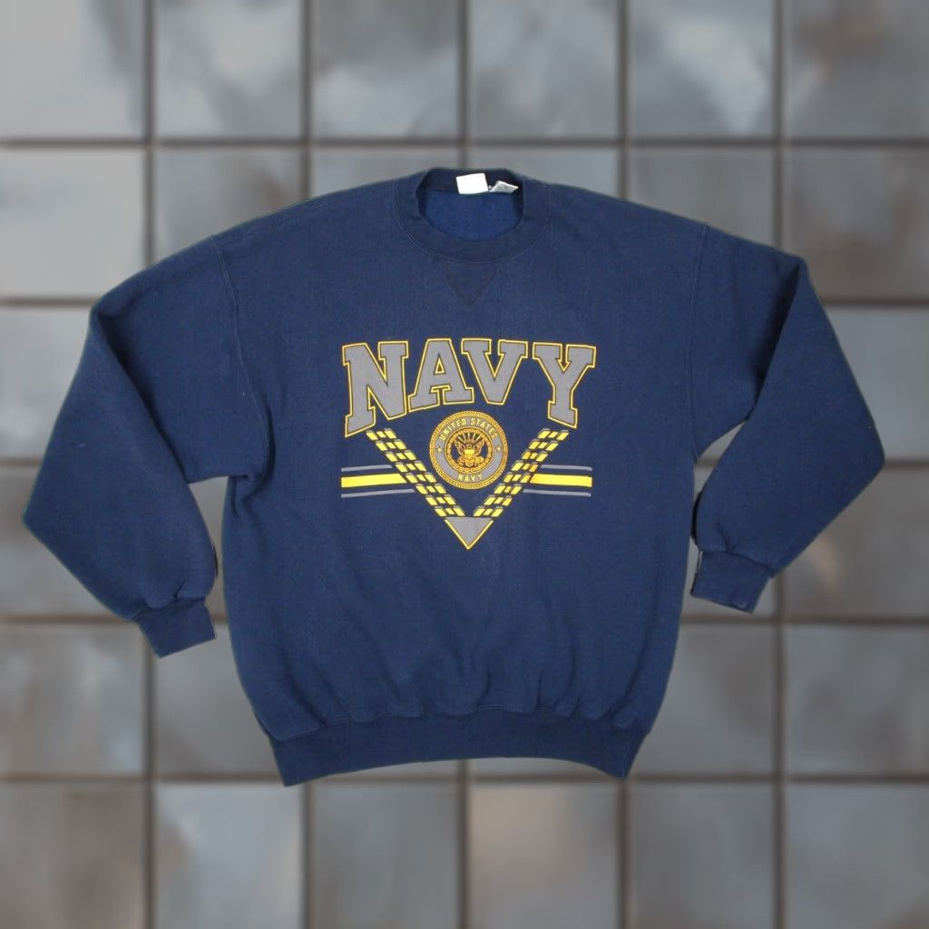 Soffe VINTAGE Soffe Navy Sweatshirt Mens L Blue Pullover Crew Neck USA Made in USA Navy Y2K 90s Nautical Sports USA Shirt Size US L / EU 52-54 / 3 - 1 Thumbnail