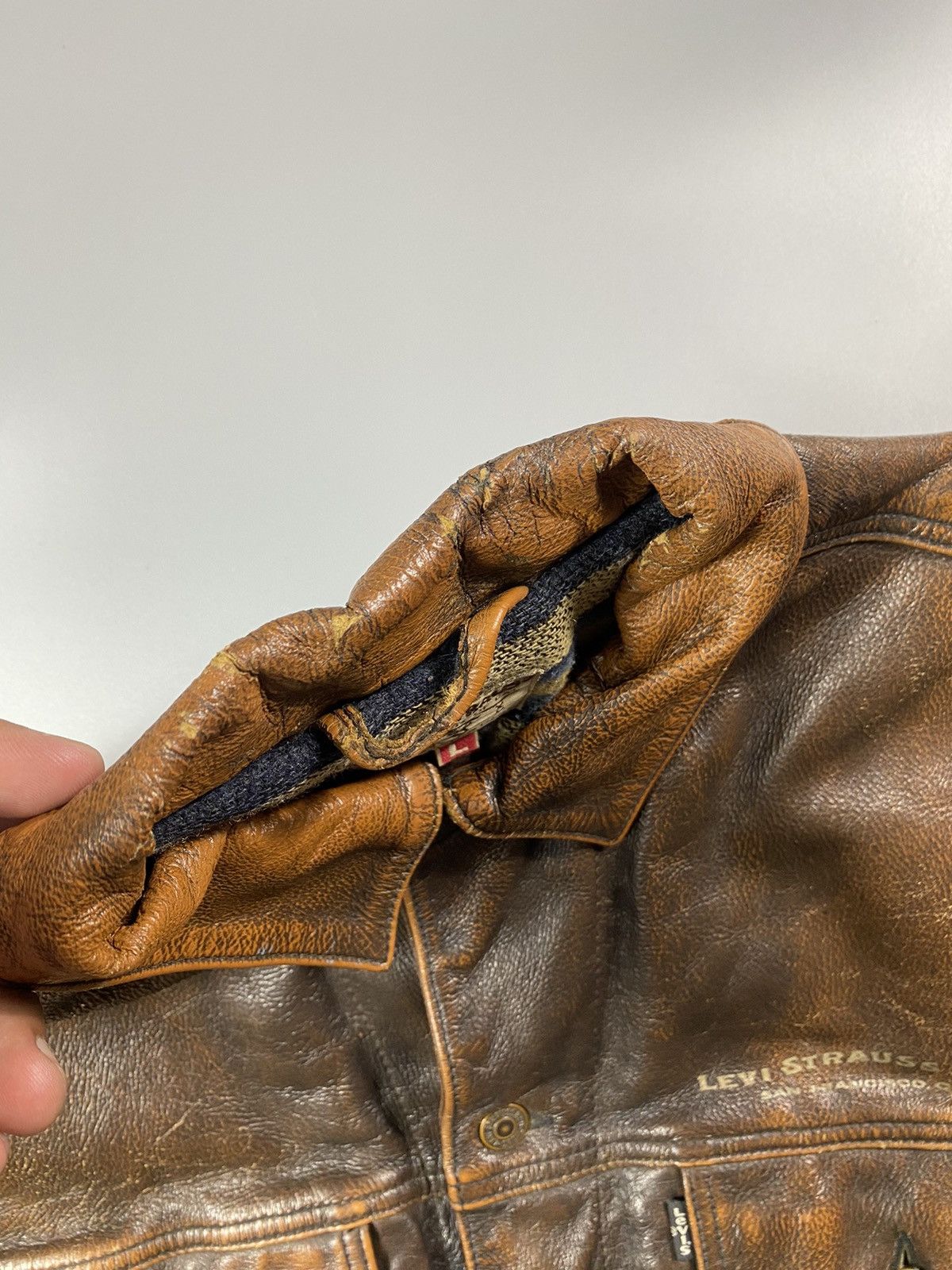 Levi's Grail! 1970s Levis Long Horn Trucker Leather Jacket Size US L / EU 52-54 / 3 - 7 Thumbnail