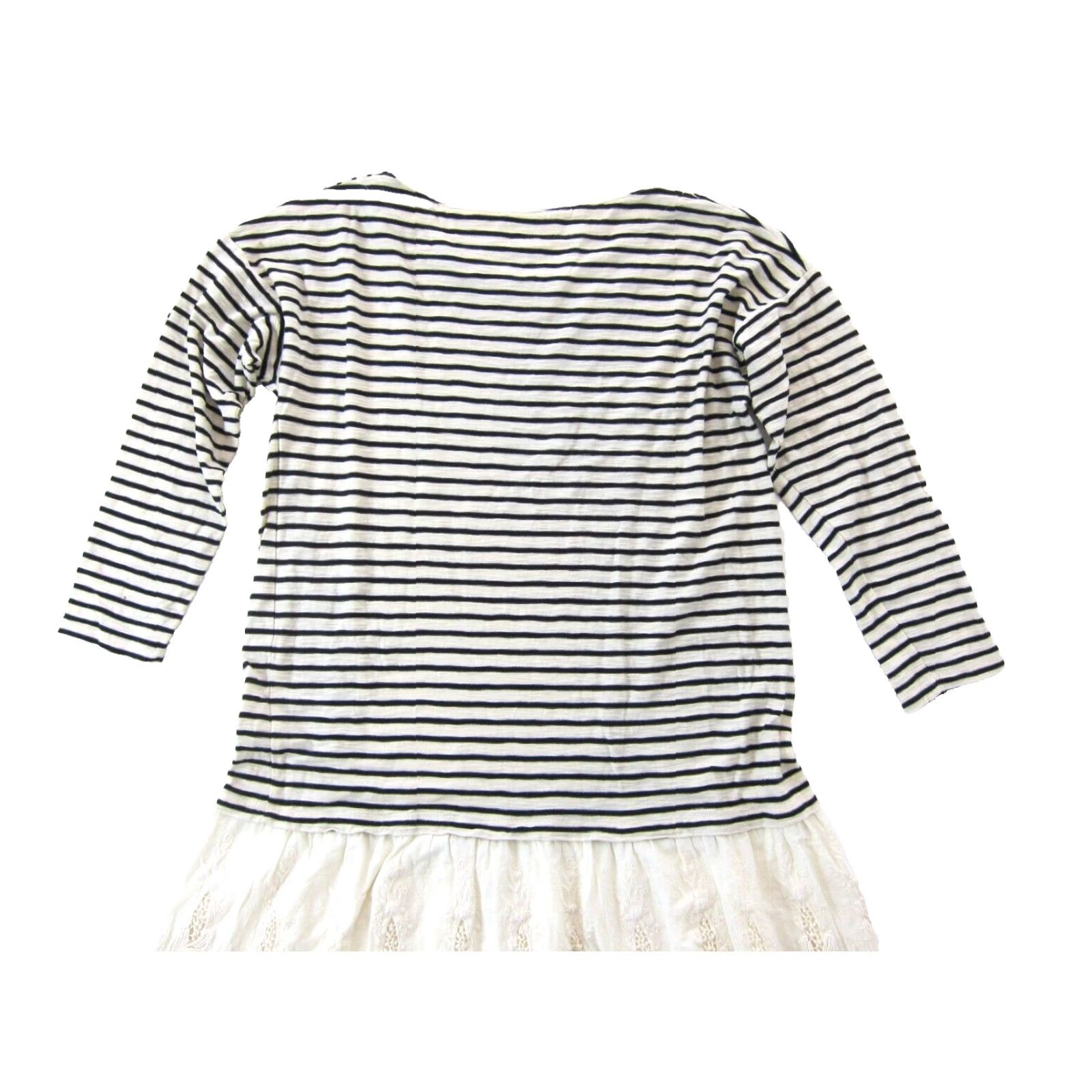Soft Surroundings Soft Surroundings Shirt Womens M Ivory Stripe 3/4 Sleeve Tunic Dress Cotton Embroidered Midi Dress Size M / US 6-8 / IT 42-44 - 5 Thumbnail
