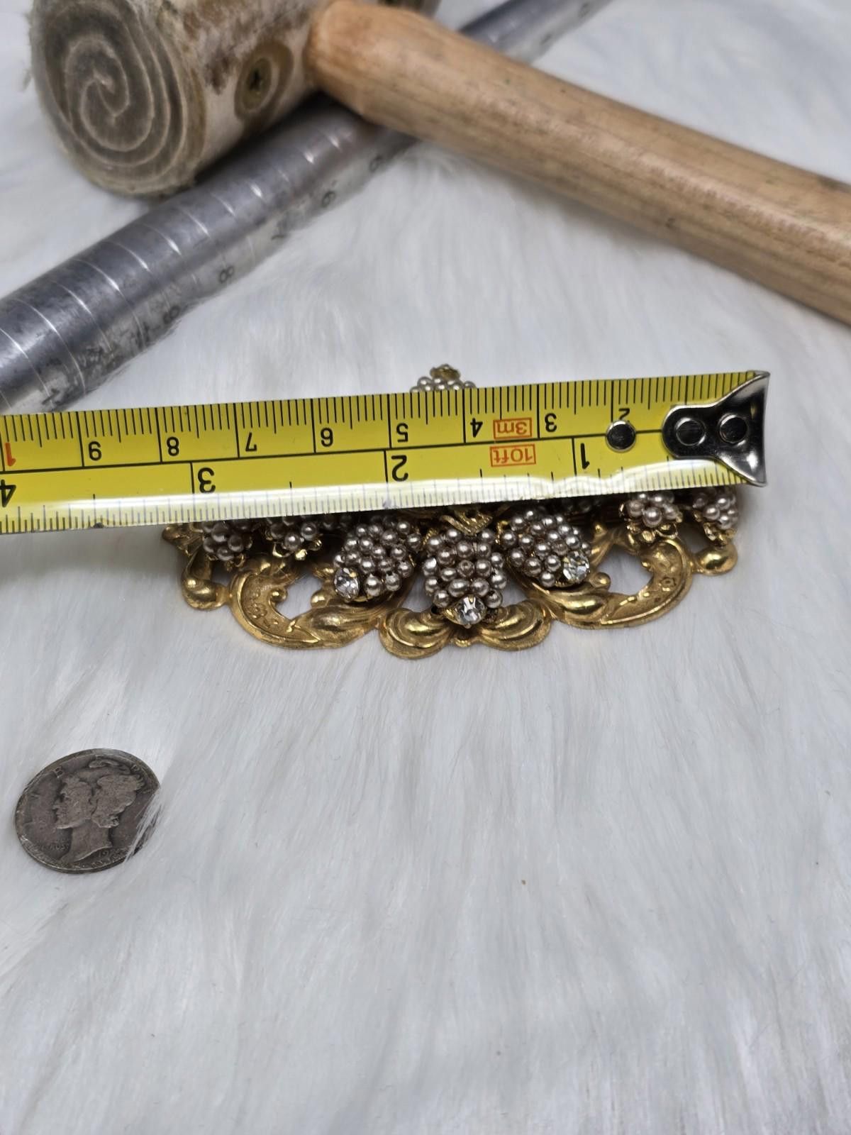 Other Miriam Haskell Pearl Rhinestone Filigree Brooch Size ONE SIZE - 2 Thumbnail