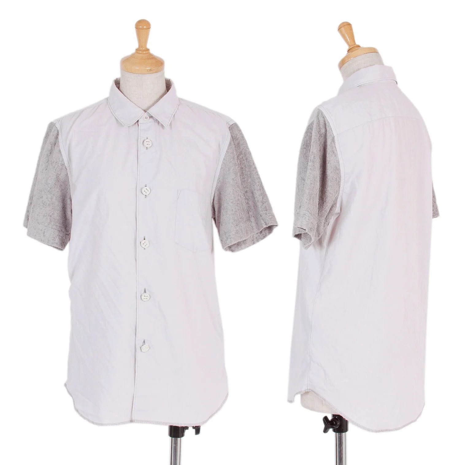 Comme des Garcons Homme Plus Product Dyed Pile Panel Short Sleeve Shirt Pink Gray XS Size US XS / EU 42 / 0 - 1 Thumbnail