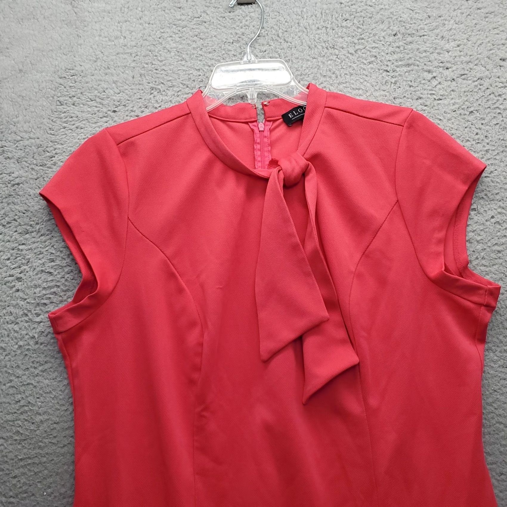 Vintage Eloquii Shift Dress Women's Size 20 Pink Stretch Cap Sleeve Tie Neck Back Zip Dress Size 3XL / US 20-22 - 3 Thumbnail