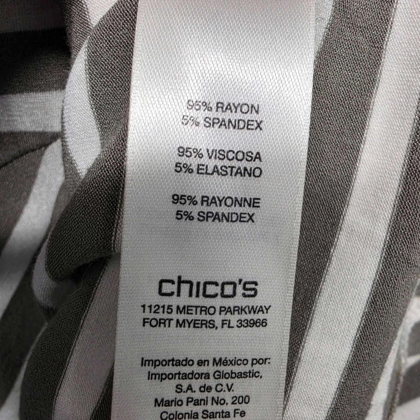 Vintage Chicos Dress Green White Striped Asymmetrical Hem Dress Women L Regular Midi Stretch, 2 US, Fit & Flare, Womens Size L / US 10 / IT 46 - 7 Thumbnail