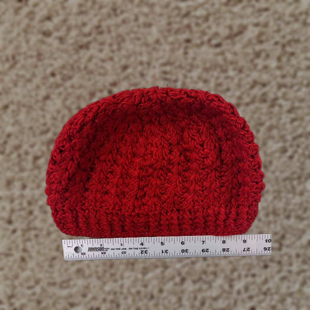 Vintage Womens Beanie Hat Crochet Red One Size Acrylic Knit Winter Ski Outdoors Vintage No Size ONE SIZE - 1 Thumbnail