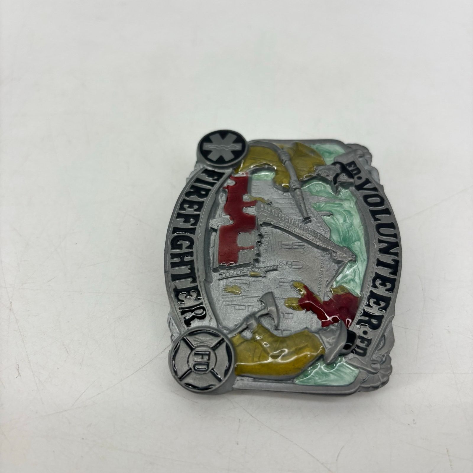 Vintage Volunteer Firefighter Belt Buckle Enamel Great American Size ONE SIZE - 9 Thumbnail