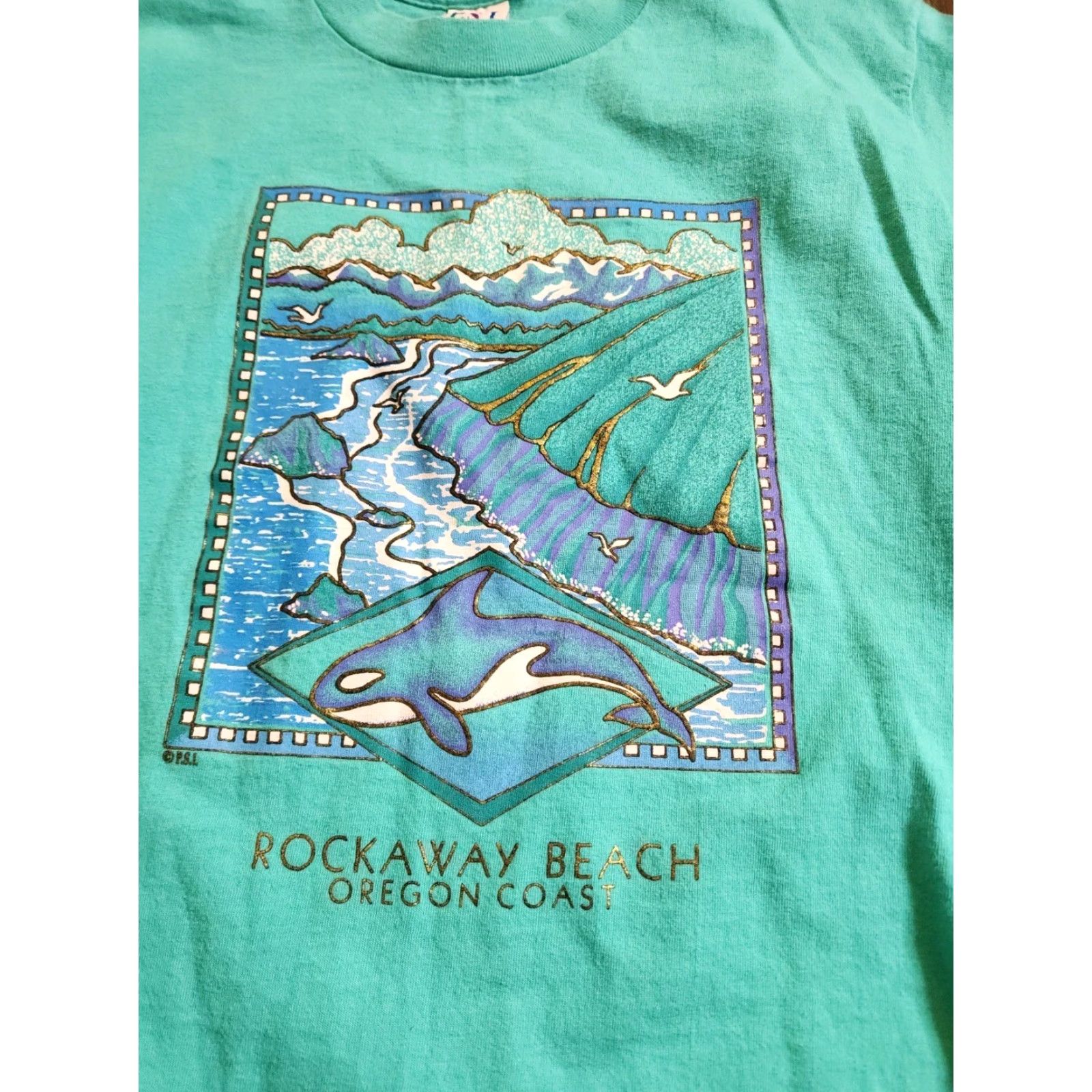 Vintage VINTAGE PSI T Shirt Mens 1980s Rockaway Beach Oregon Coast Whale Travel Souvenir Blue Short Sleeve S/M Cotton Basic Tee Shirts Mens Size US S / EU 44-46 / 1 - 2 Thumbnail