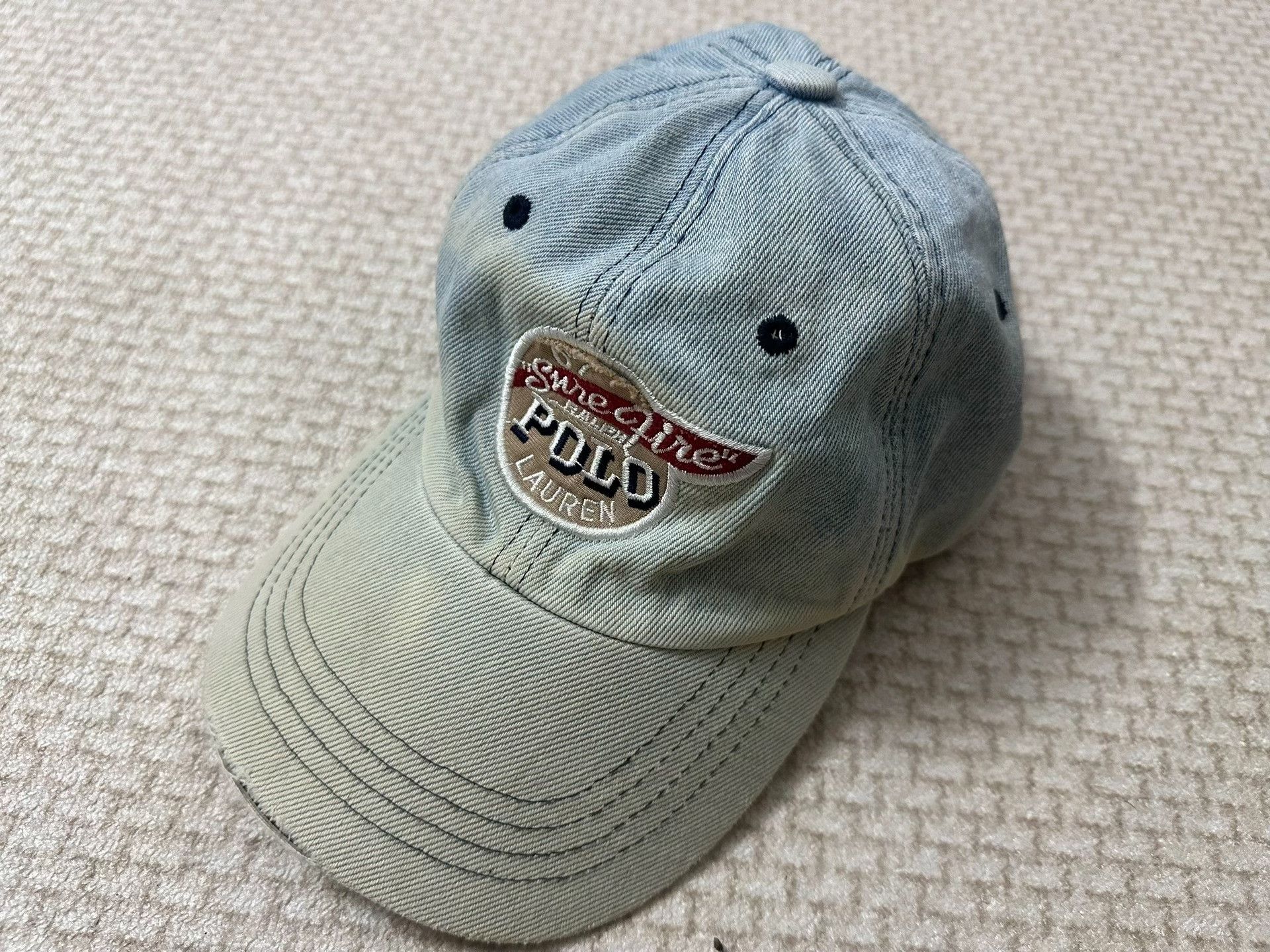 Ralph Lauren Ralph Lauren 90s US Washed Denim Logo Cap Size ONE SIZE - 1 Thumbnail