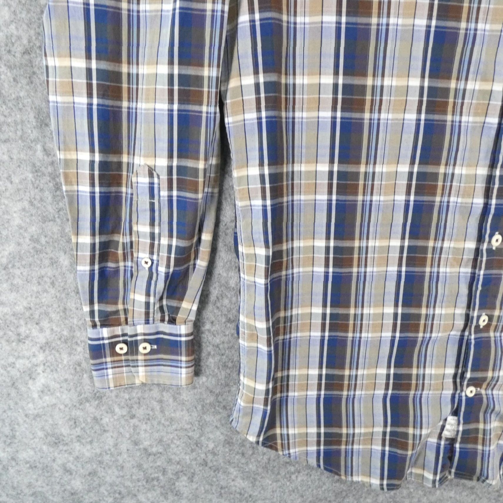 Peter Millar Peter Millar Shirt Mens Medium Long Sleeve Button-Up Plaid Brown Blue Size US M / EU 48-50 / 2 - 4 Thumbnail