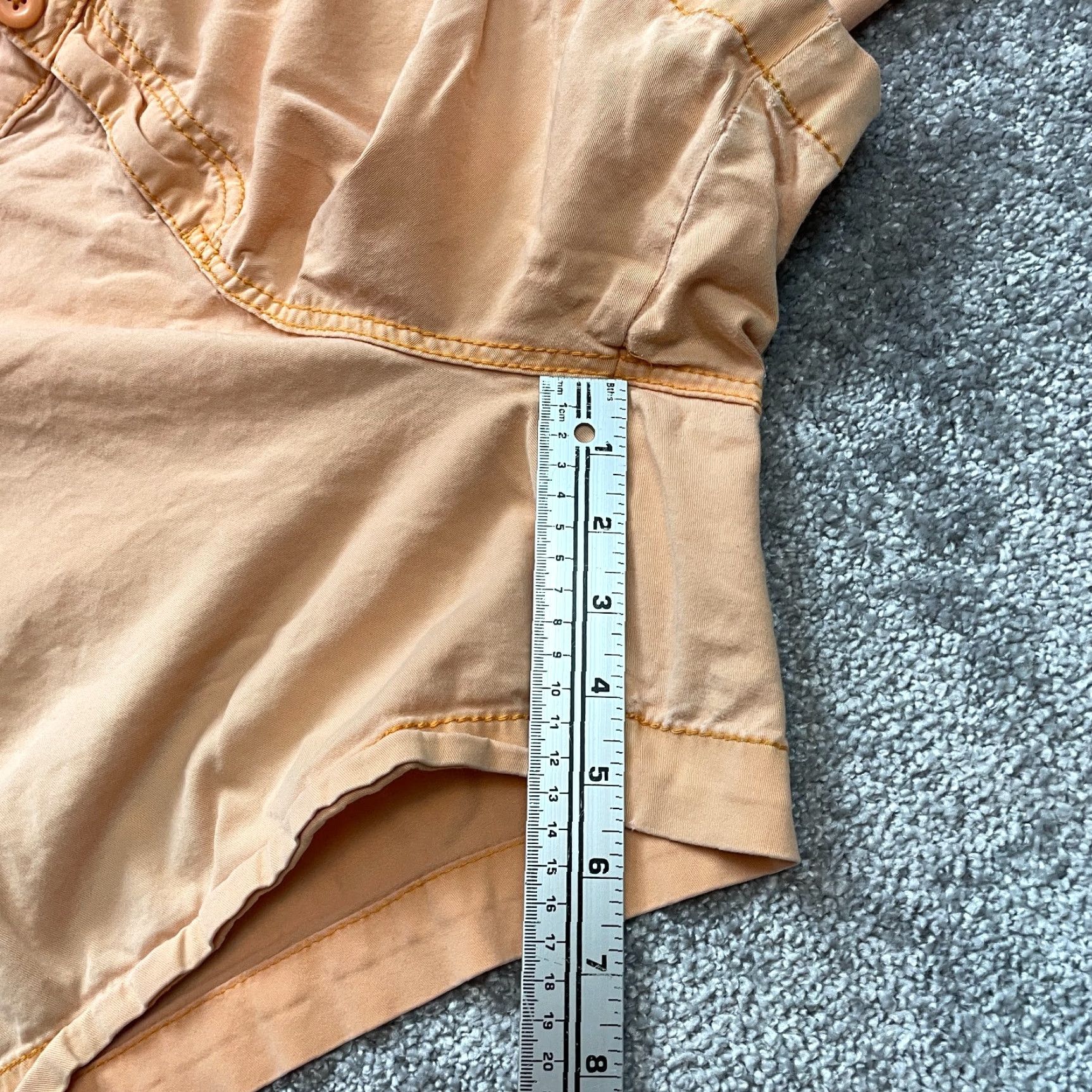 Vintage Maurices Bermuda Shorts Womens 24 Light Orange Chino Cotton Casual Pockets 5" Satin? Size 32" / US 10 / IT 46 - 6 Thumbnail
