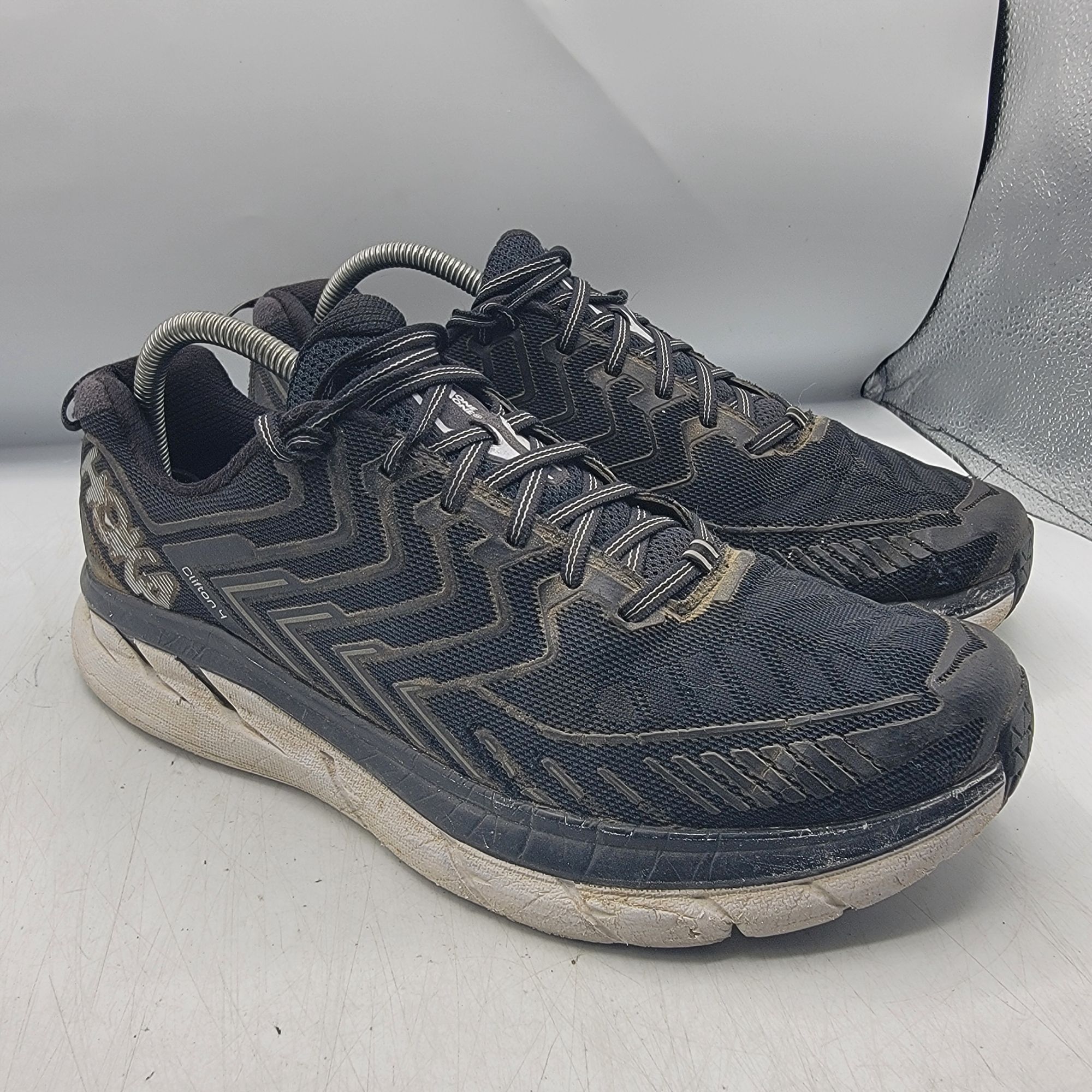 Hoka Hoka One One Clifton 4 Mens 10.5 Black White Athletic Shoes Size US 10.5 / EU 43-44 - 1 Thumbnail