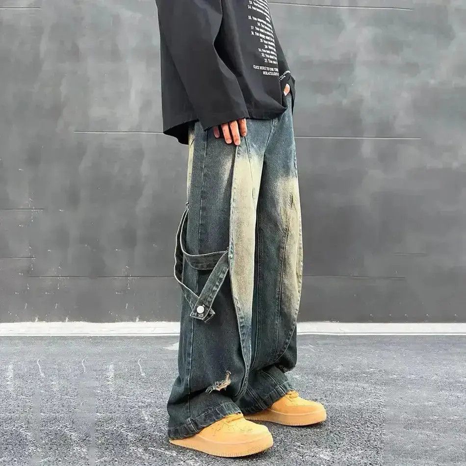 Japanese Brand Baggy Jeans Men Streetwear Original Wide Leg Trousers Casual Size US 32 / EU 48 - 1 Thumbnail