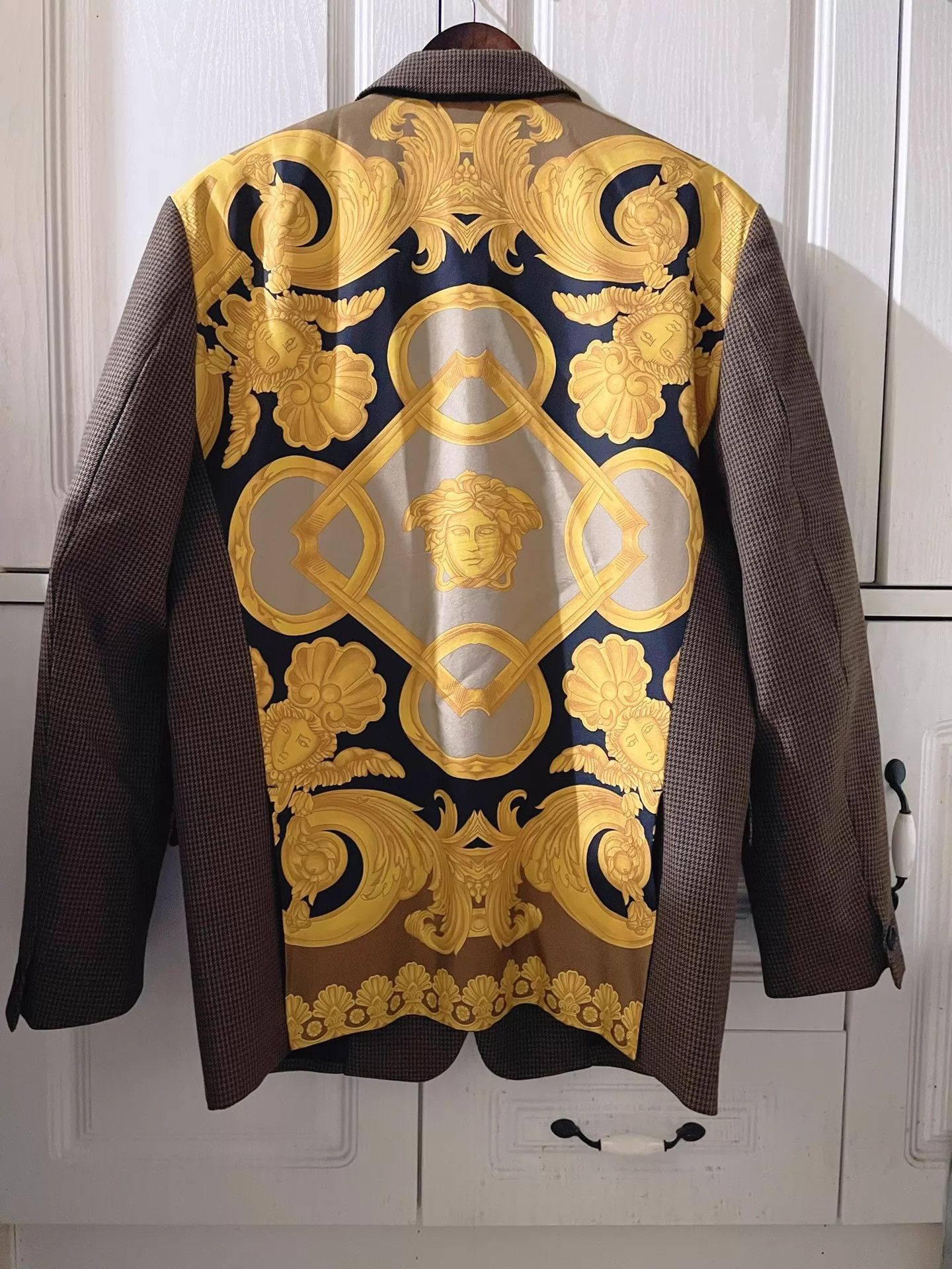 Versace Versace Baroque Check Wool Silk Tailored Blazer Size 50 (L) Size US M / EU 48-50 / 2 - 2 Thumbnail
