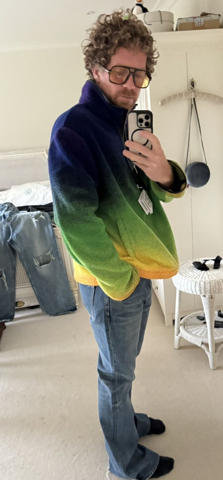 Loewe $2.5k 🤑 Loewe gradient Rainbow fleece leather detail jacket Size US L / EU 52-54 / 3 - 4 Thumbnail