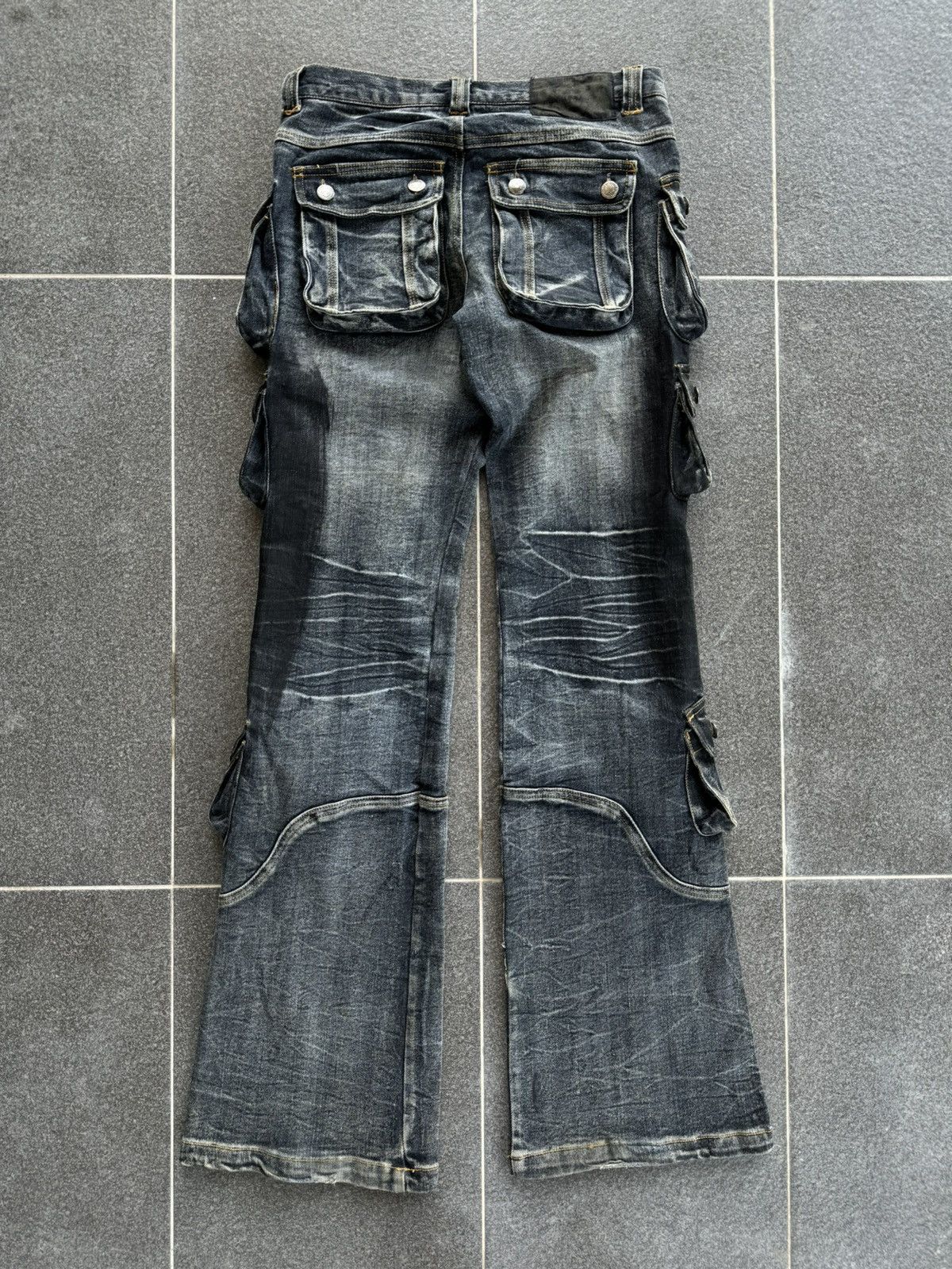 If Six Was Nine Vintage Lowbox Bondage Cargo Flared Denim Jeans Size US 32 / EU 48 - 10 Thumbnail