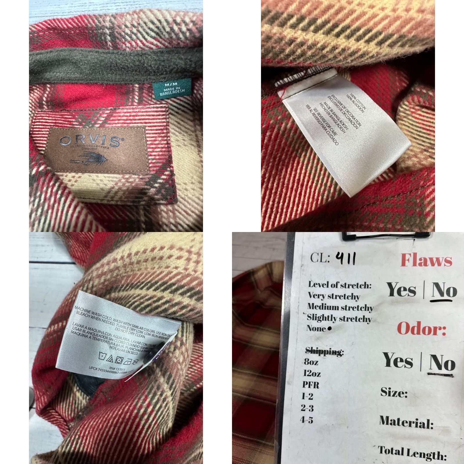 Orvis Orvis Mens Button Front Cotton Shirt Jacket Sz M Red Beige Plaid Pockets Size US M / EU 48-50 / 2 - 8 Thumbnail