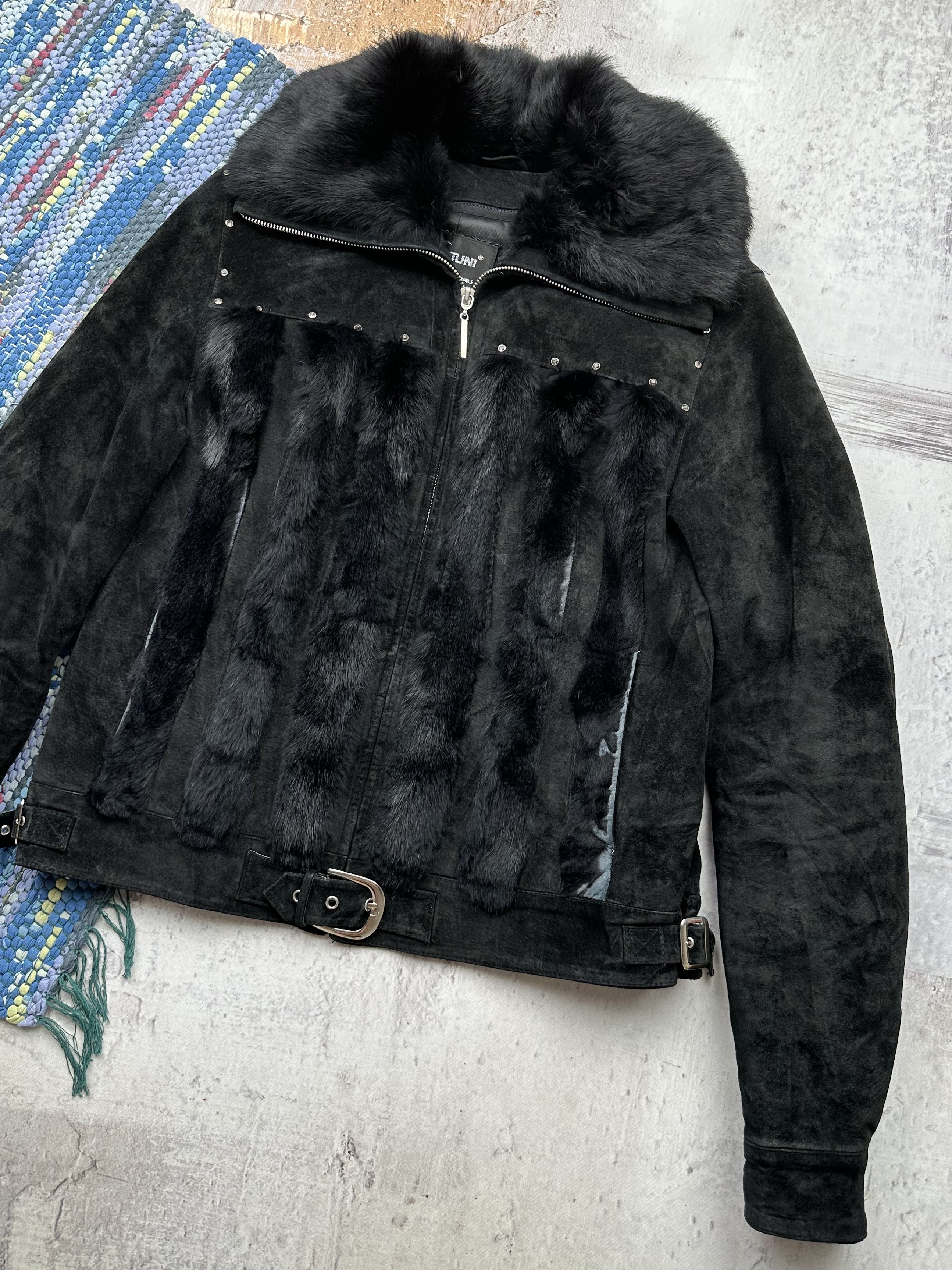 Vintage Vintage Real Fur and Suede Leather Jacket With Belt A71D15 Size M / US 6-8 / IT 42-44 - 3 Thumbnail