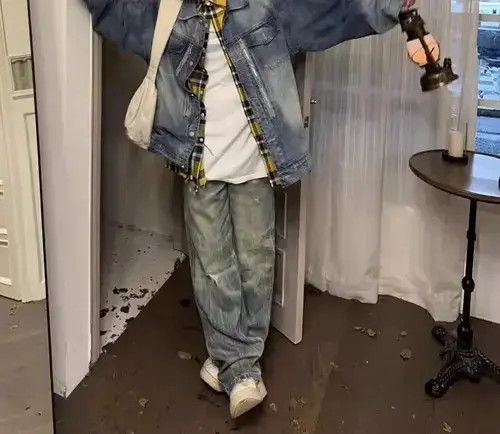 Japanese Brand × Jean Vintage washed straight-leg textured rare jeans Size US 32 / EU 48 - 2 Thumbnail
