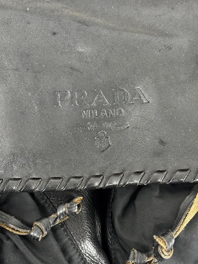 Prada 2000s Prada Black Buckles Nylon & Leather Messenger Bag Size ONE SIZE - 10 Thumbnail