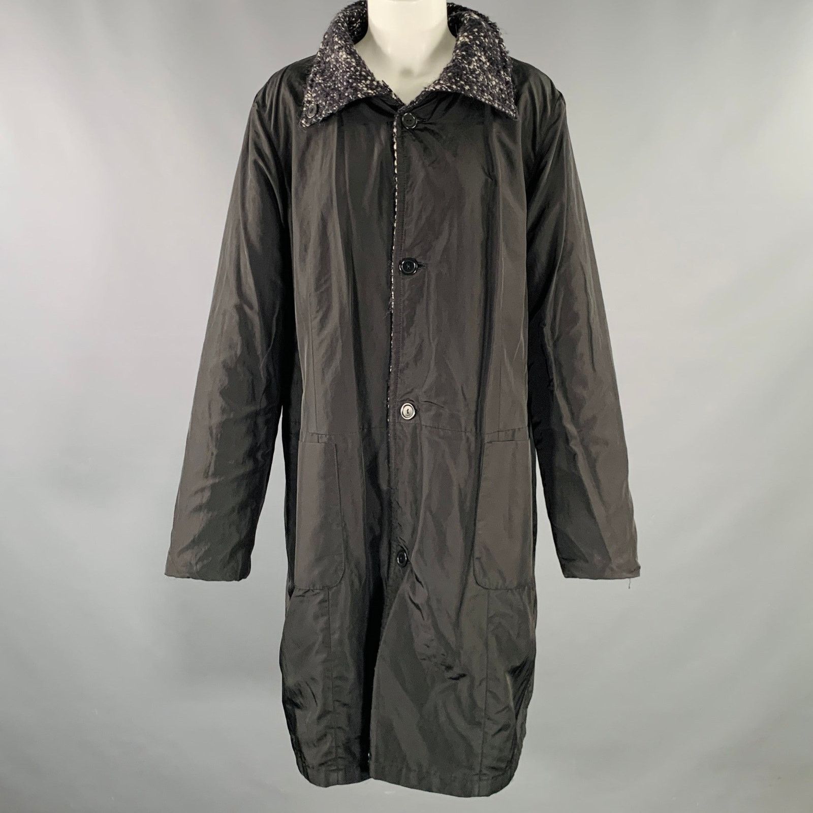 Other Black White Wool Blend Tweed Reversible Coat Size M / US 6-8 / IT 42-44 - 2 Thumbnail
