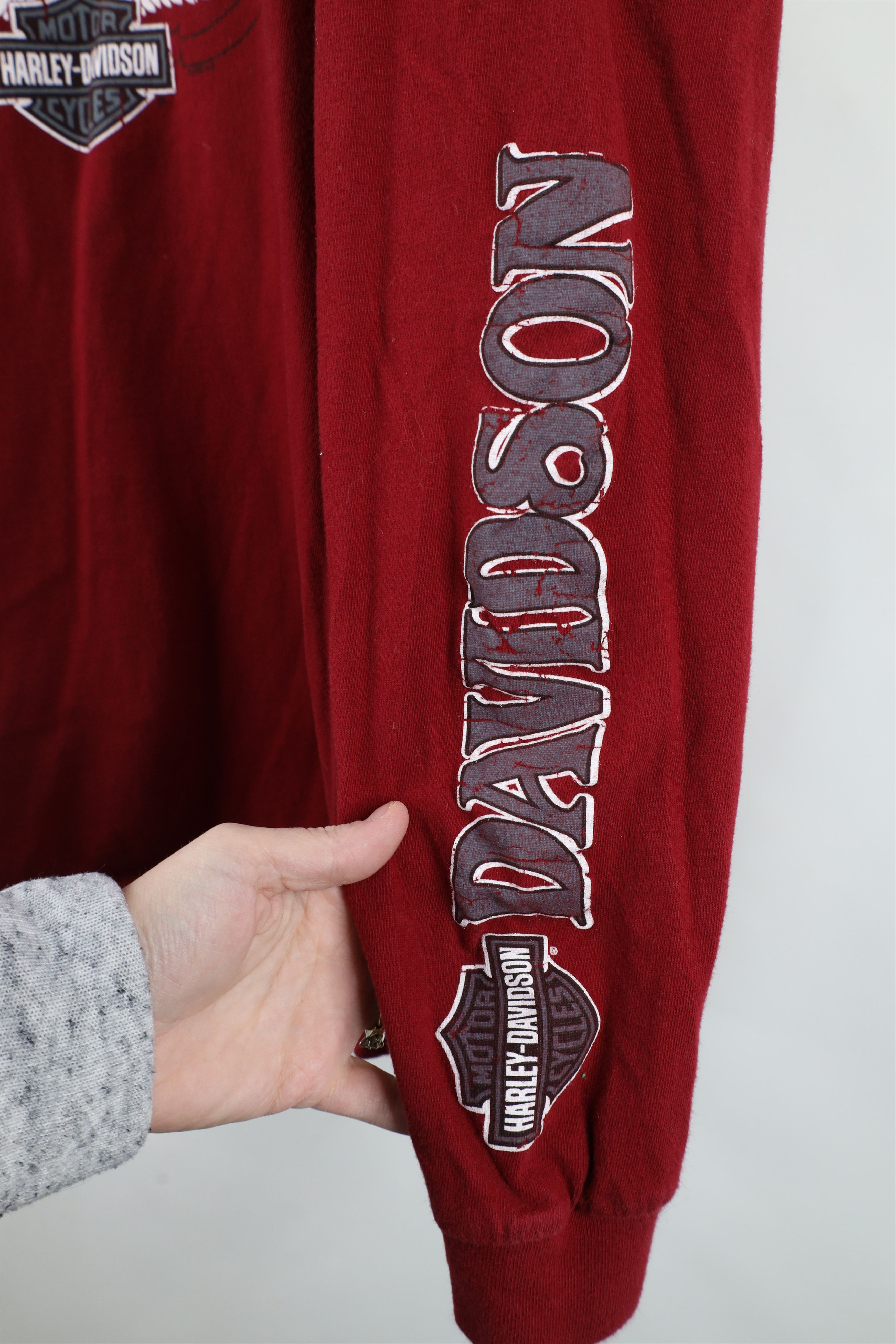 Harley Davidson Vintage Y2K Harley Davidson Spell Long Sleeve T-Shirt Red Size US XL / EU 56 / 4 - 5 Thumbnail