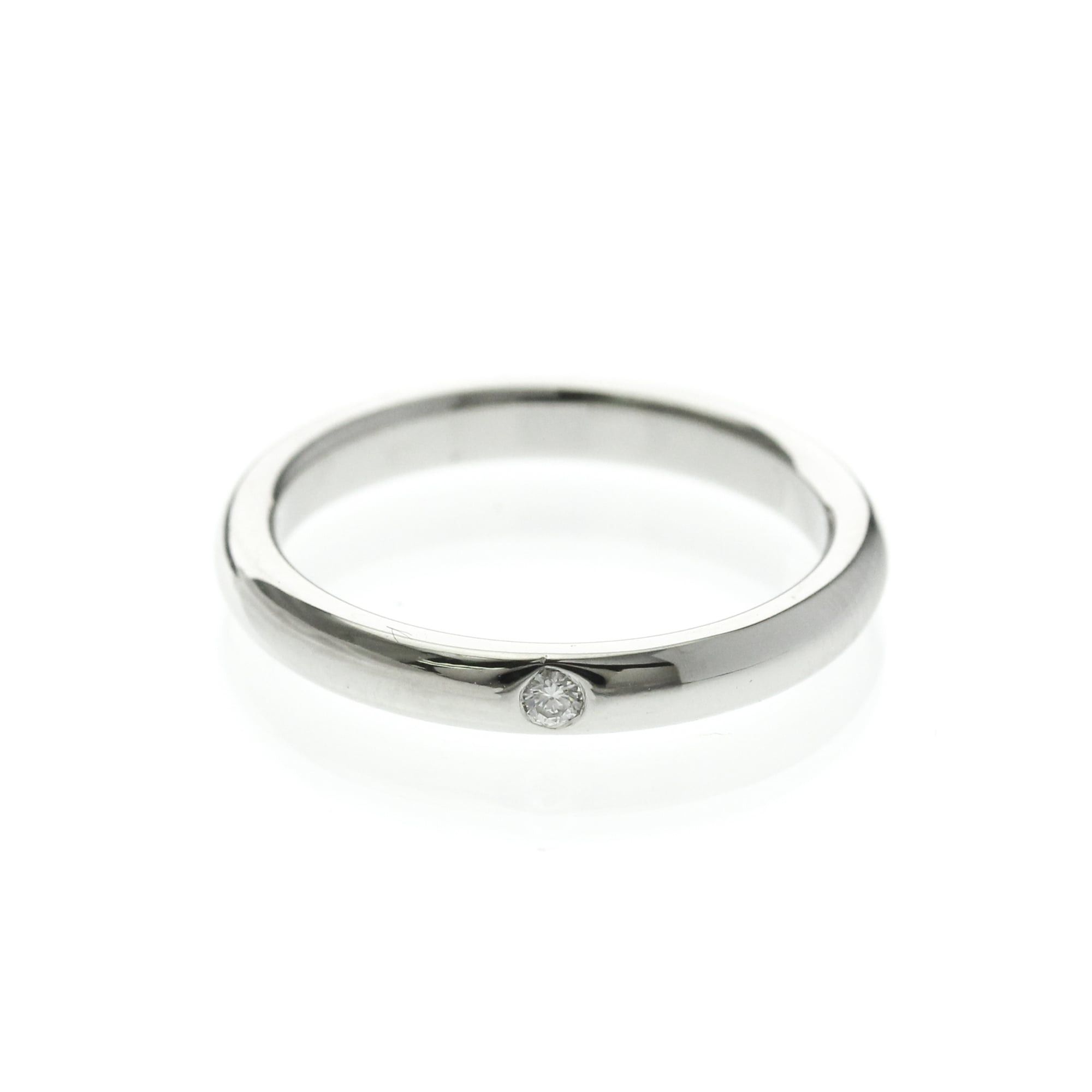 Tiffany & Co. Tiffany Stacking Band Ring 1P Diamond Platinum Fashion Diamond Band Ring Silver Size ONE SIZE - 1 Thumbnail