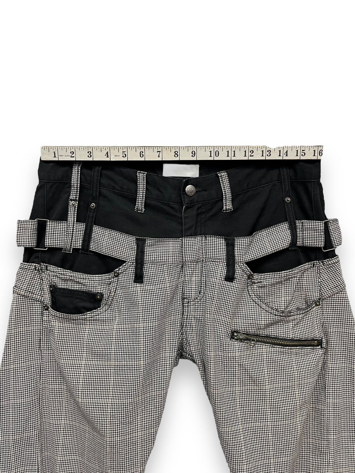 Roots 🔥ROOTTHREE Punk 2 Tone Double Waist Houndstooth Check Pants Size US 32 / EU 48 - 9 Thumbnail