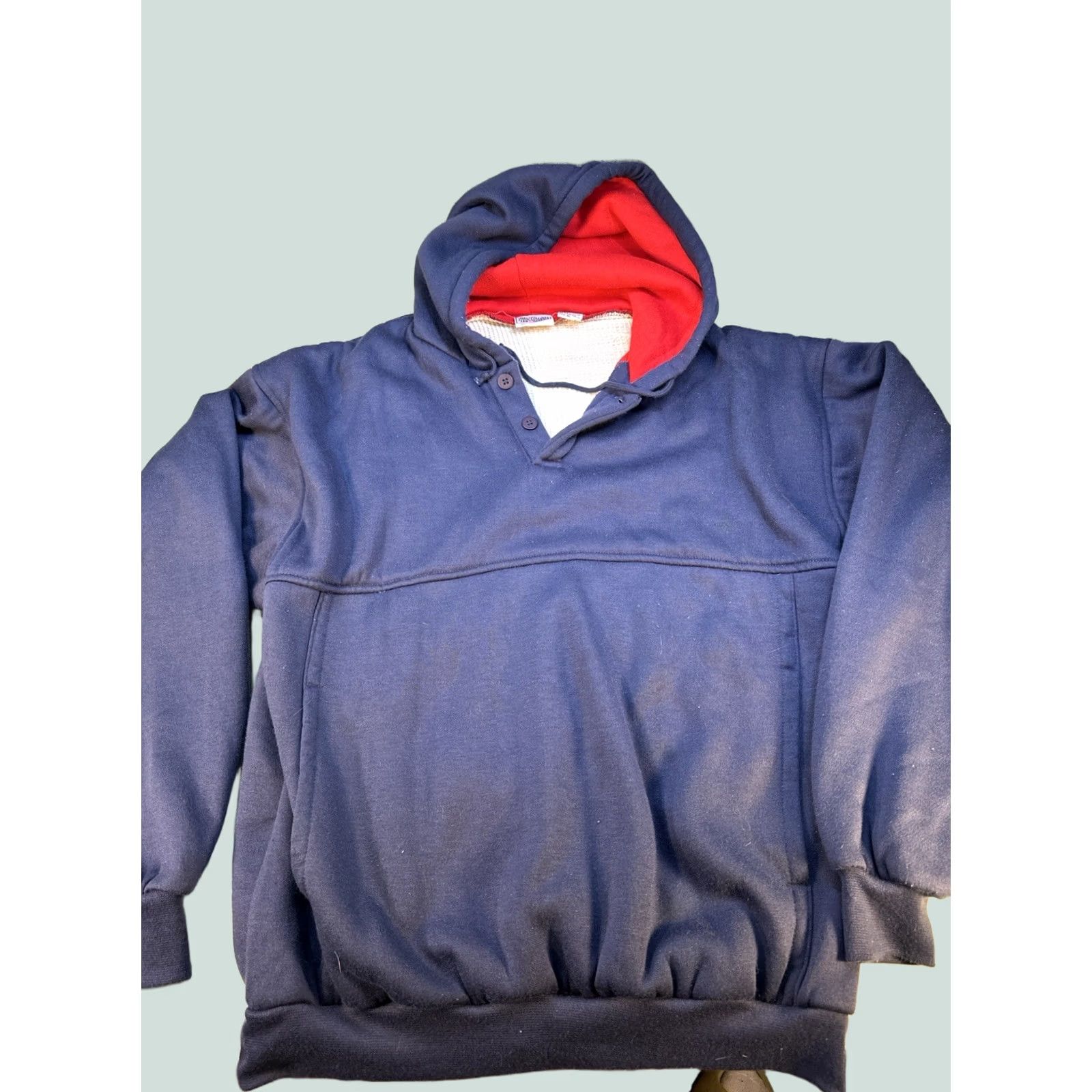 McGregor VINTAGE MacGregor Pullover Hoodie Blue Red Lined 80s Style Size M Mens Size US M / EU 48-50 / 2 - 1 Thumbnail