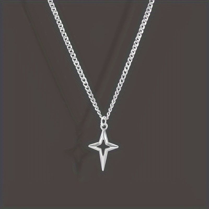 Vintage Cross Star Shape Pendant Necklace Size ONE SIZE - 1 Thumbnail