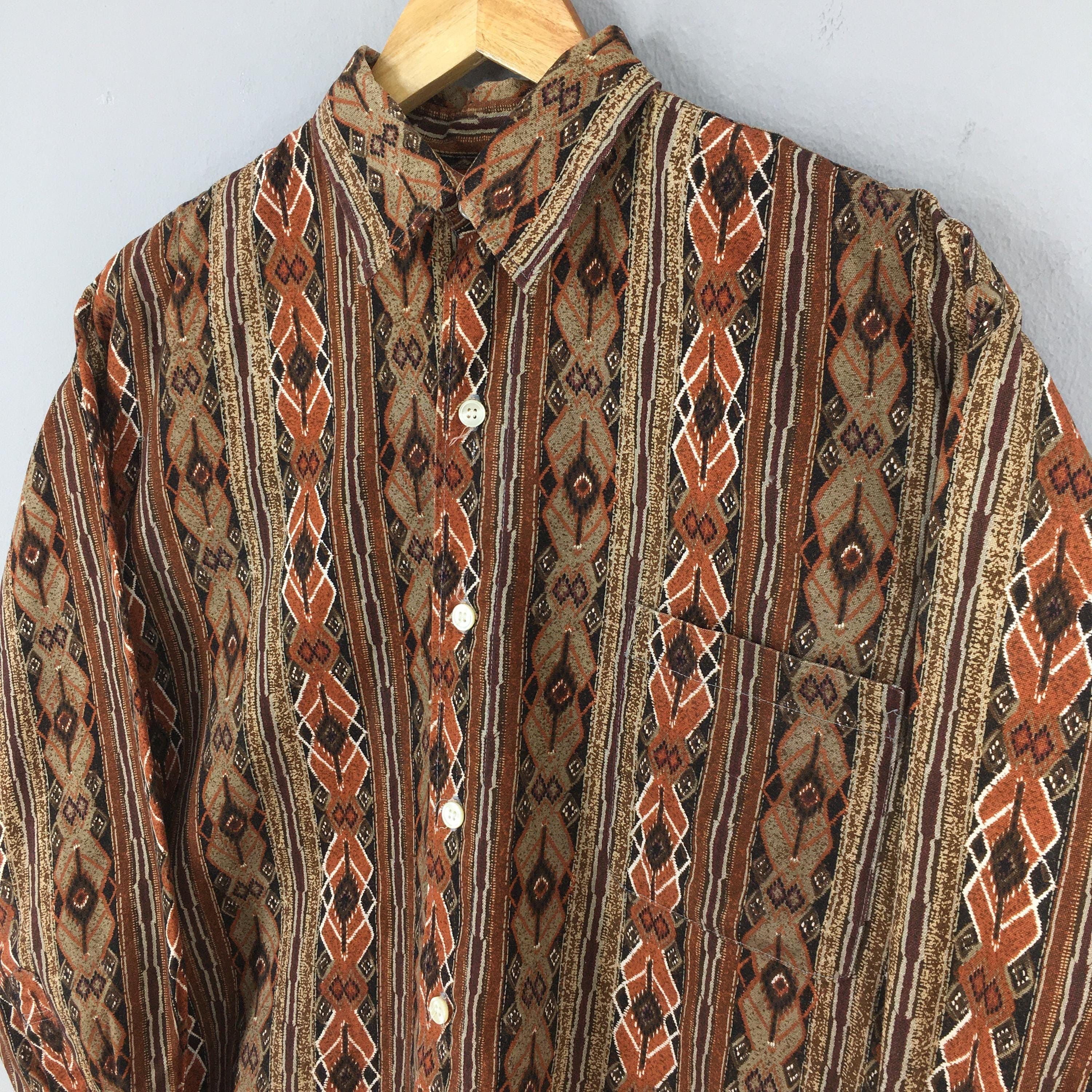 Flannel × Tribal Streetwear Vintage Baffy Abstract Tribal Aztec Pattern Shirt XLarge Size US XL / EU 56 / 4 - 3 Thumbnail