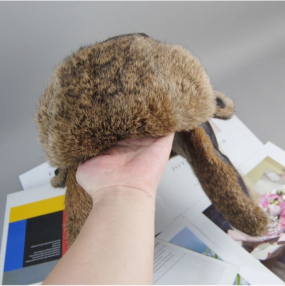 Other Unisex Genuine Sheepskin Real Rabbit Fur Hats Size ONE SIZE - 9 Thumbnail