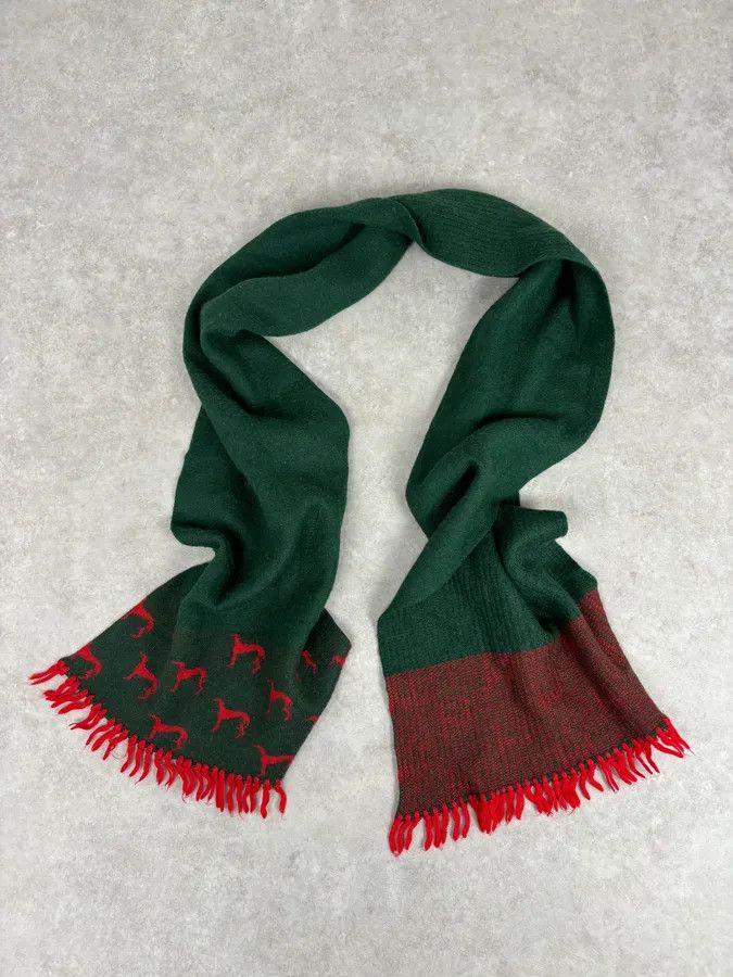 Givenchy 1990s Givenchy Green & Red Cashmere Abstract Scarf Size ONE SIZE - 3 Thumbnail