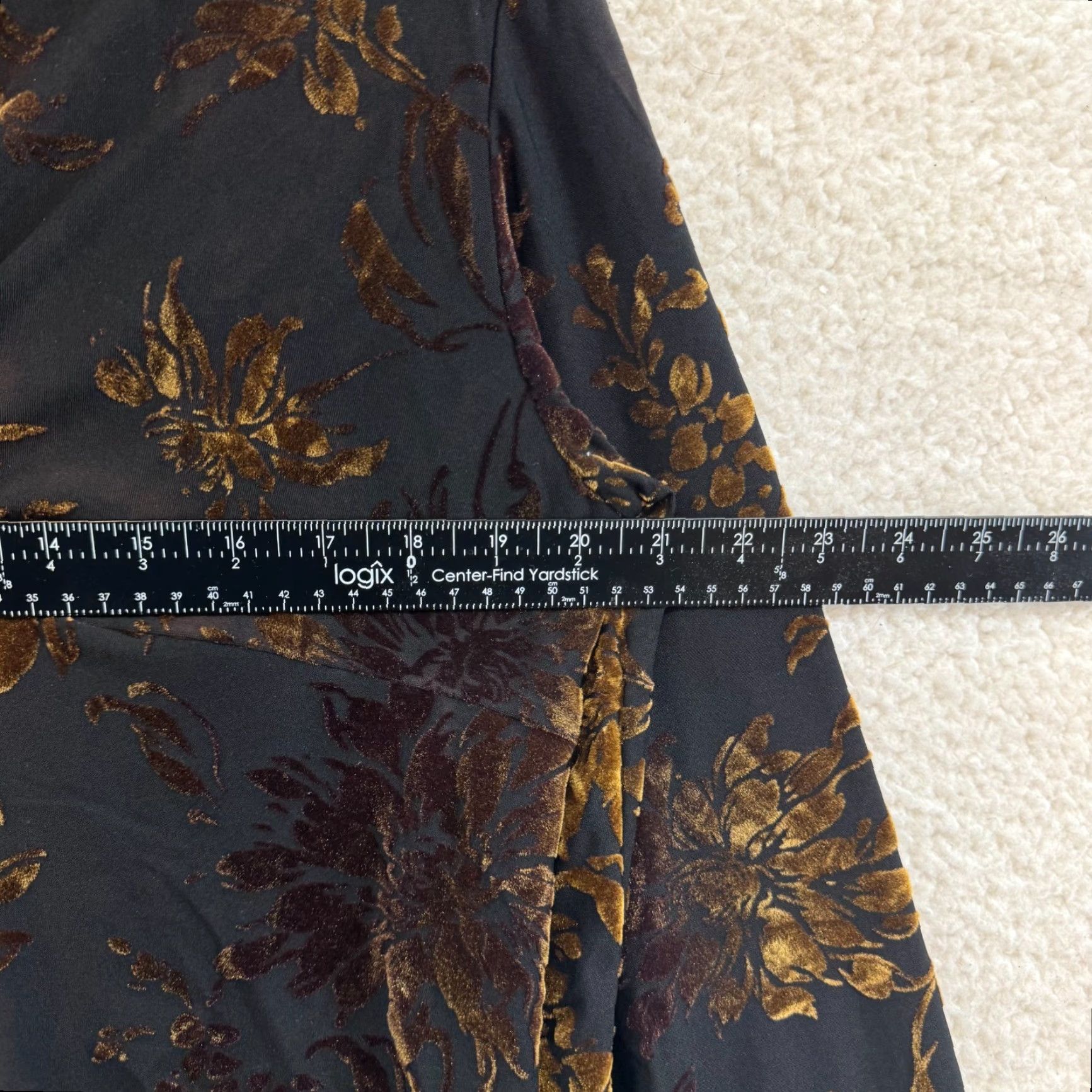Vintage VINTAGE 1990s Claudia Richard Shirt XL Black Floral Slinky Stretch Long Sleeve V-Neck Boho Grunge Mens? Size XL / US 12-14 / IT 48-50 - 4 Thumbnail