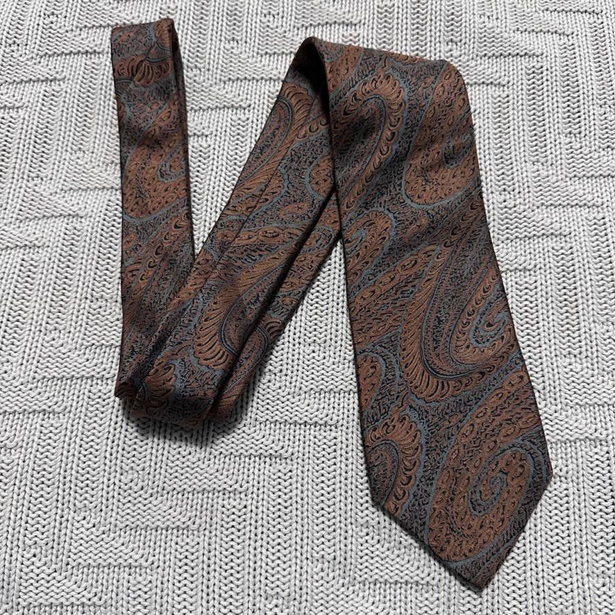 image of Vintage Fendi Brown Paisley Silk Tie, Men's