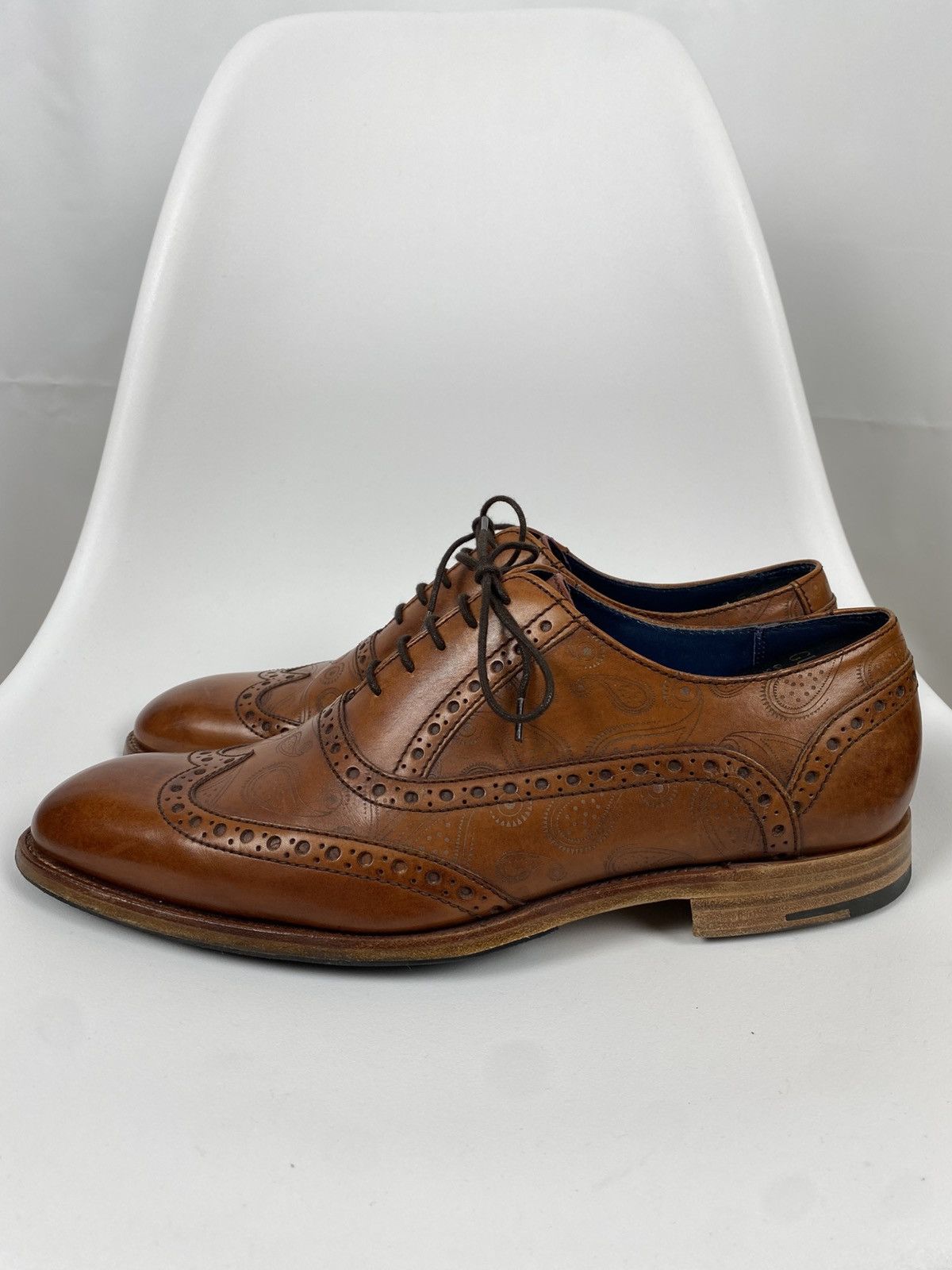 Barker Barker Grant Brogues Genuine Leather Paisley Printed Shoes Size US 11.5 / EU 44-45 - 3 Thumbnail