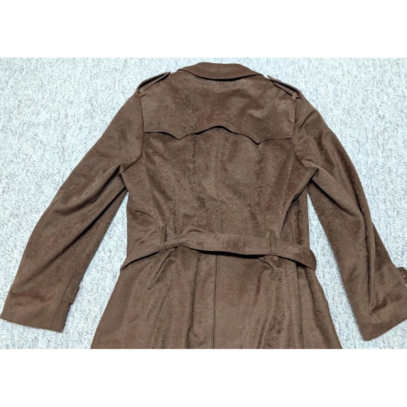 Velvet VINTAGE John Weitz Trench Coat - velvet belted brown 40L - long overcoat - Mens Size US S / EU 44-46 / 1 - 4 Thumbnail