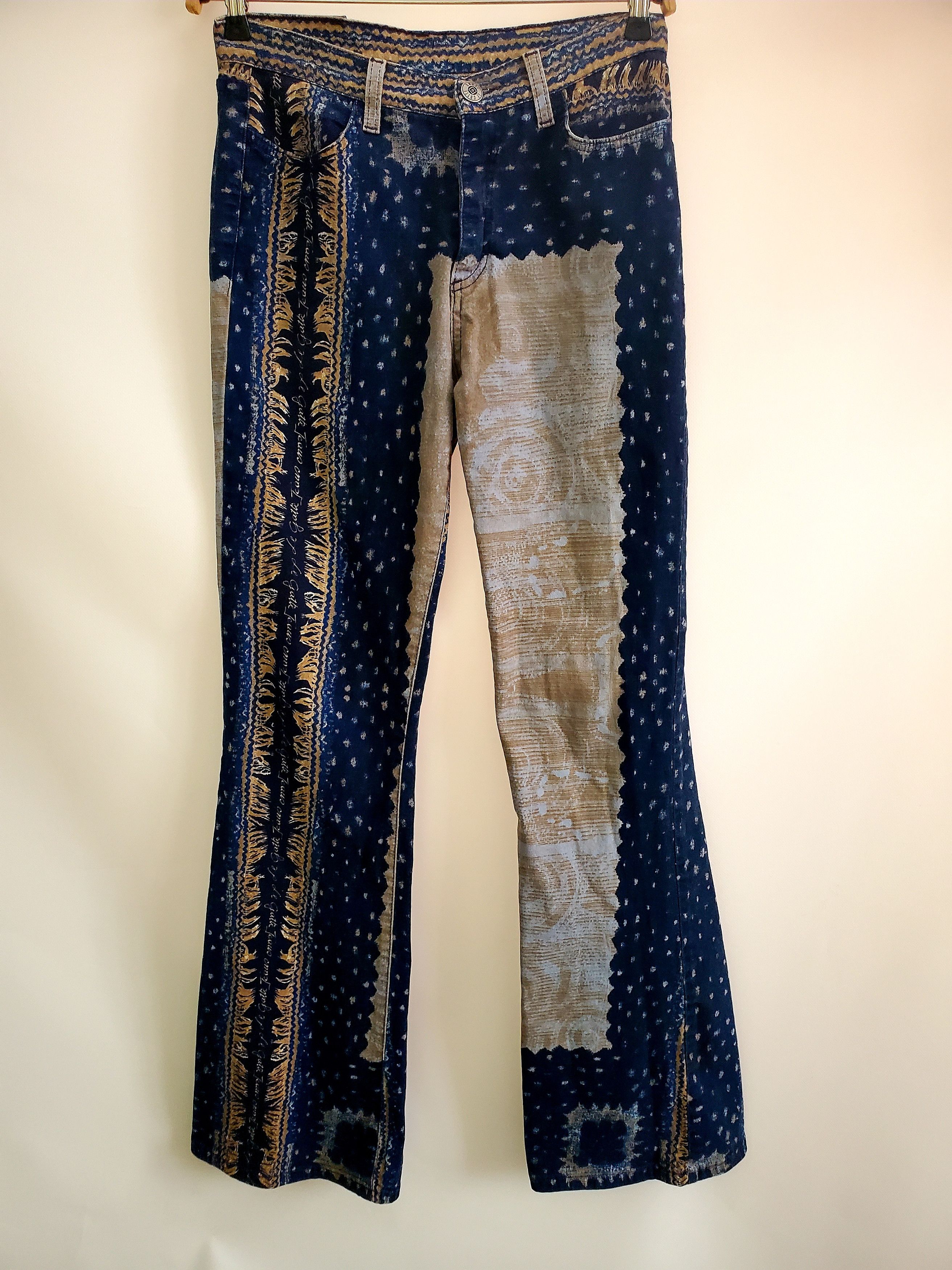 Japanese Brand × Vintage Legatte 90s Y2K Flare Jeans with Spiritual Patchs Size 28" / US 6 / IT 42 - 1 Thumbnail