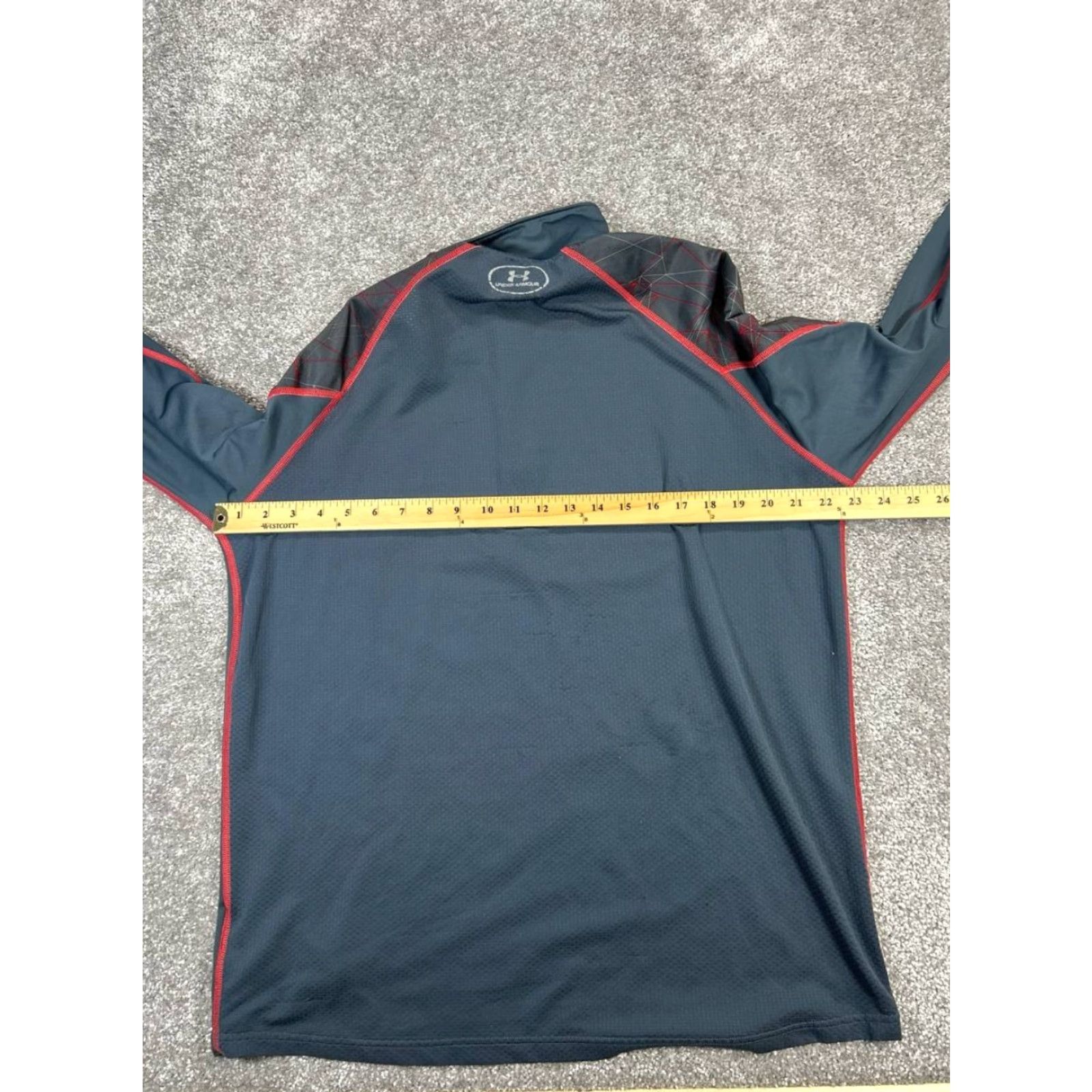 Under Armour Under Armour Pullover Shirt Mens L Gray Red ColdGear 1/4 Zip Activewear Running & Jogging Mens Size US L / EU 52-54 / 3 - 6 Thumbnail