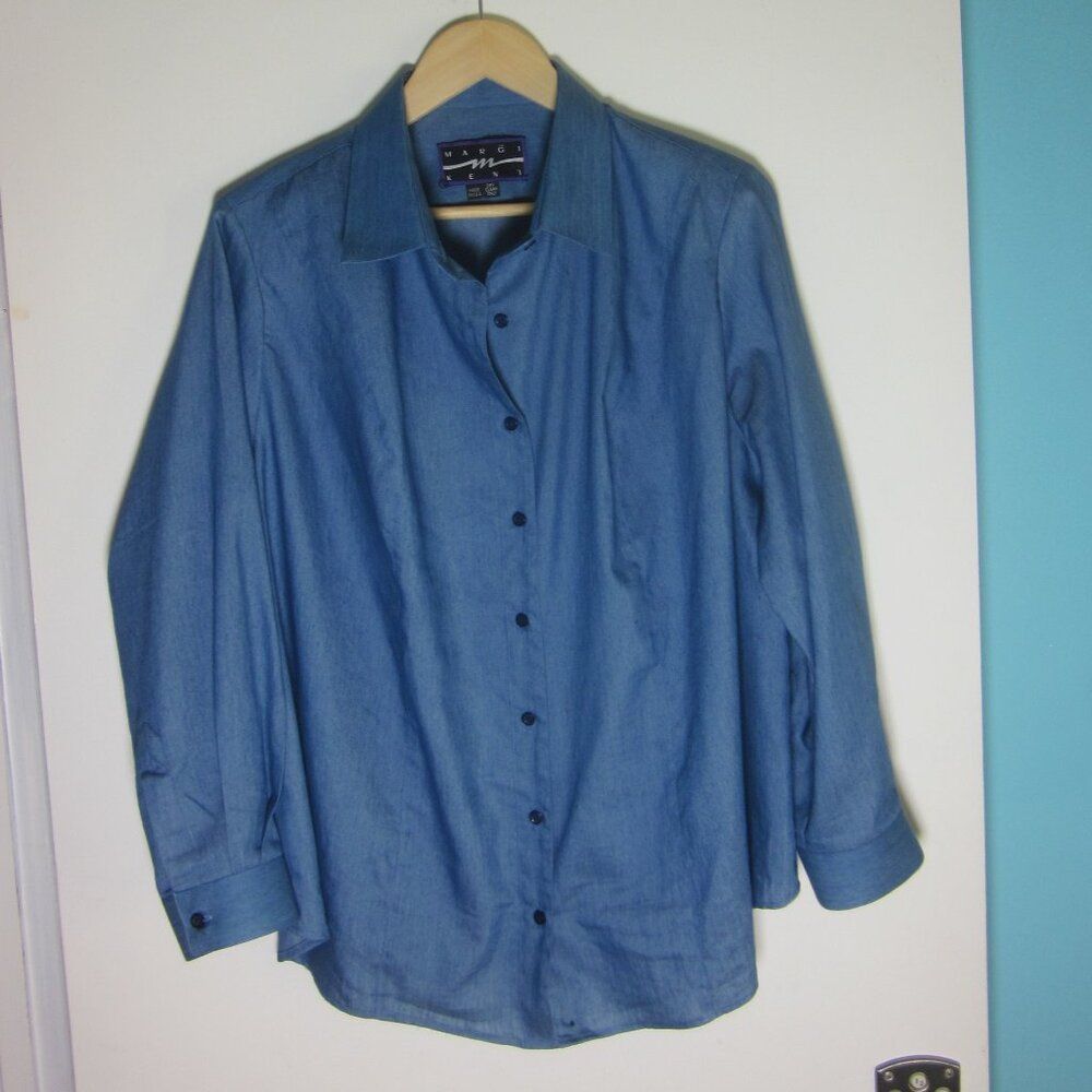 image of Marni Margi Kent Womans Button Front Denim Blue Casual Button Up S, Women's (Size XL)