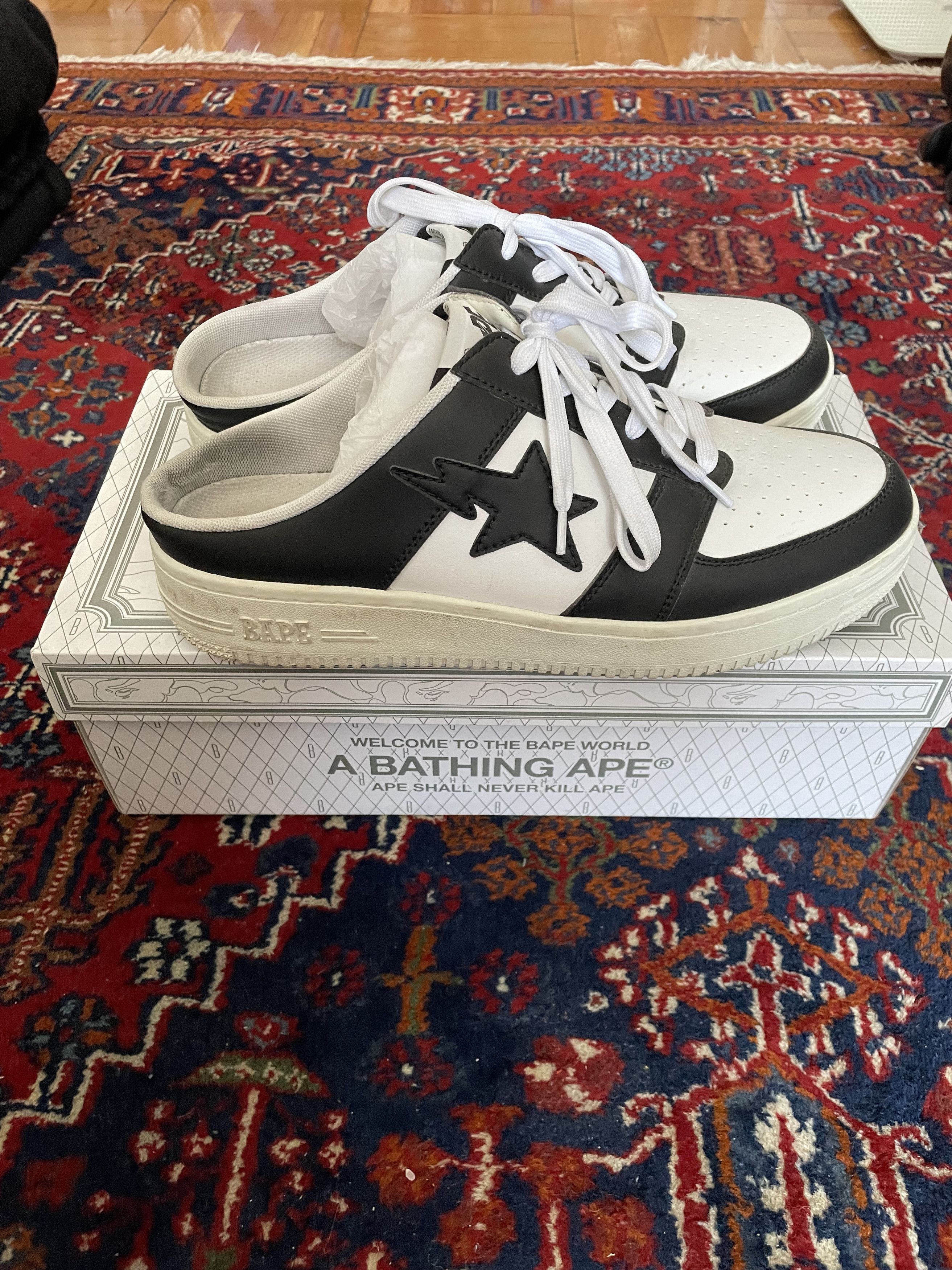 image of Bapesta Mule Shoess Shoes in Black/White, Men's (Size 11)