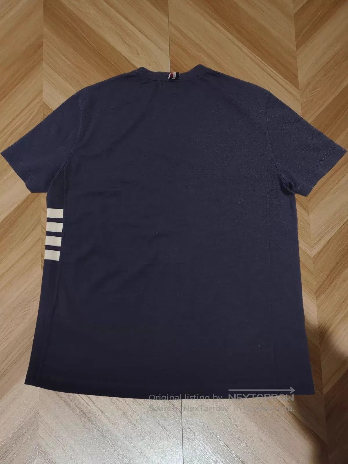 Thom Browne Blue Short Sleeve Shirt with White Stripes. Size US M / EU 48-50 / 2 - 2 Thumbnail