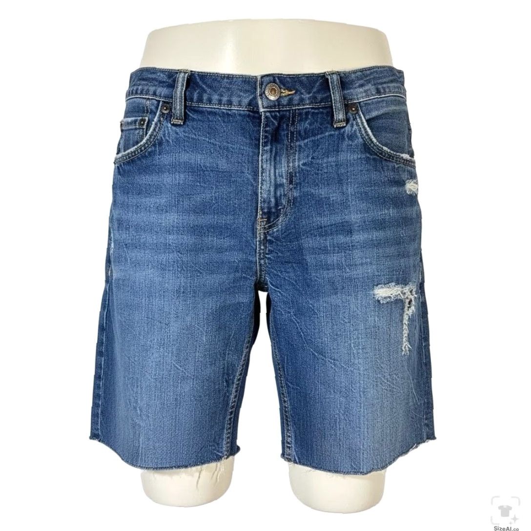 Levi's VINTAGE Levi's 502 Regular Taper Denim Shorts Mens 30 Distressed Blue Raw Hem Bermuda 8in Zipper Button USA Mens Size US 30 / EU 46 - 2 Thumbnail