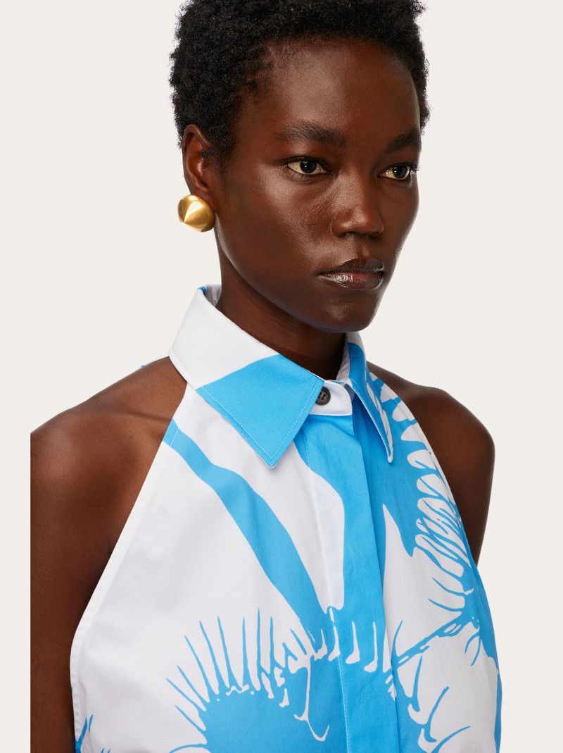 Salvatore Ferragamo o1s1rm0126 Venus Print Mini Dress in White/Blue Size XS / US 0-2 / IT 36-38 - 5 Thumbnail