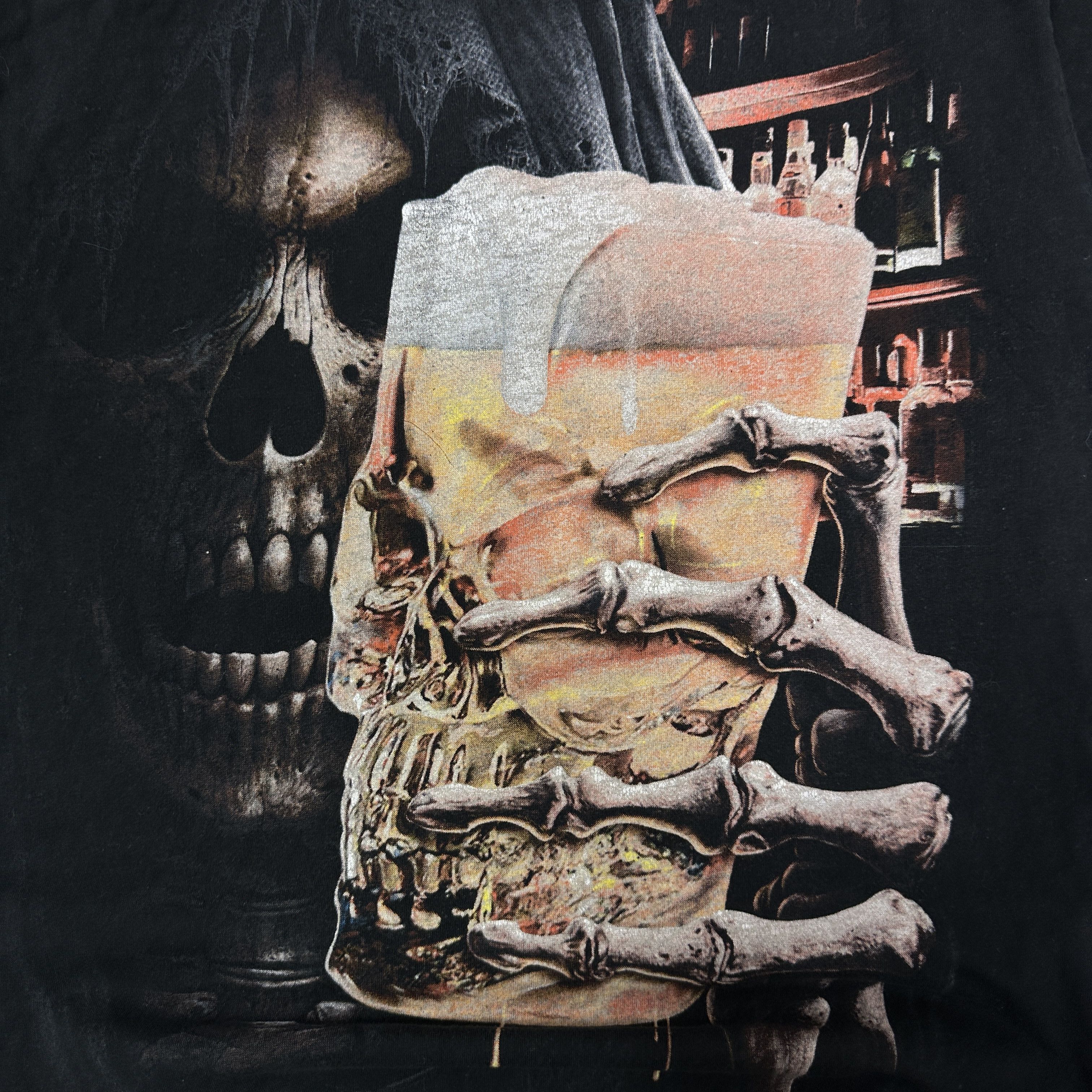 Vintage Vintage Avant Garde Opium Grunde Beer Skull T-shirt 00s Size US L / EU 52-54 / 3 - 2 Thumbnail