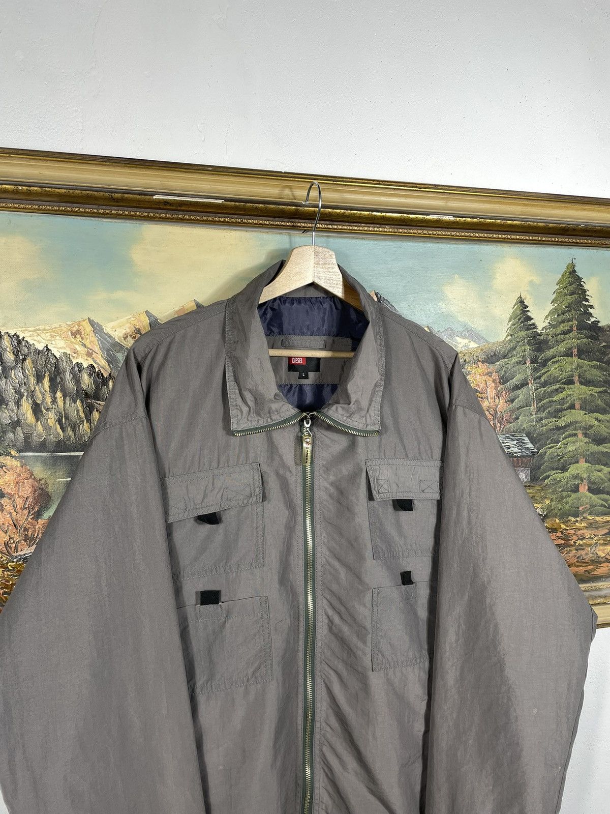 Diesel × Vintage Diesel Indigo Tech Vintage Y2k Zip Jacket Multi Pockets Swag Size US L / EU 52-54 / 3 - 5 Thumbnail