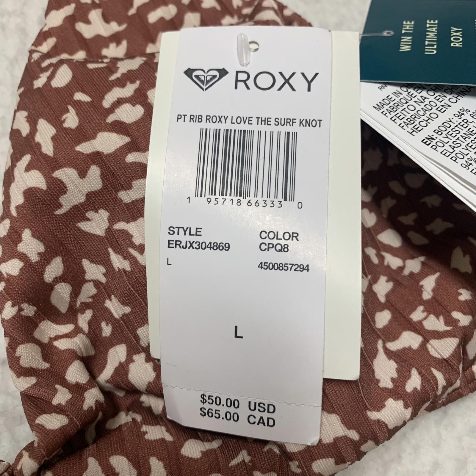 Royal Robbins Roxy Love the Surf Knot Bikini Top Women's Sz L BR Swimwear Size ONE SIZE - 3 Thumbnail